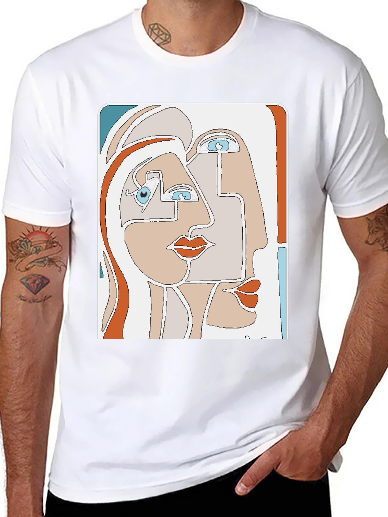Abstract Faces Graphic T-Shirt - Modern Art Tee