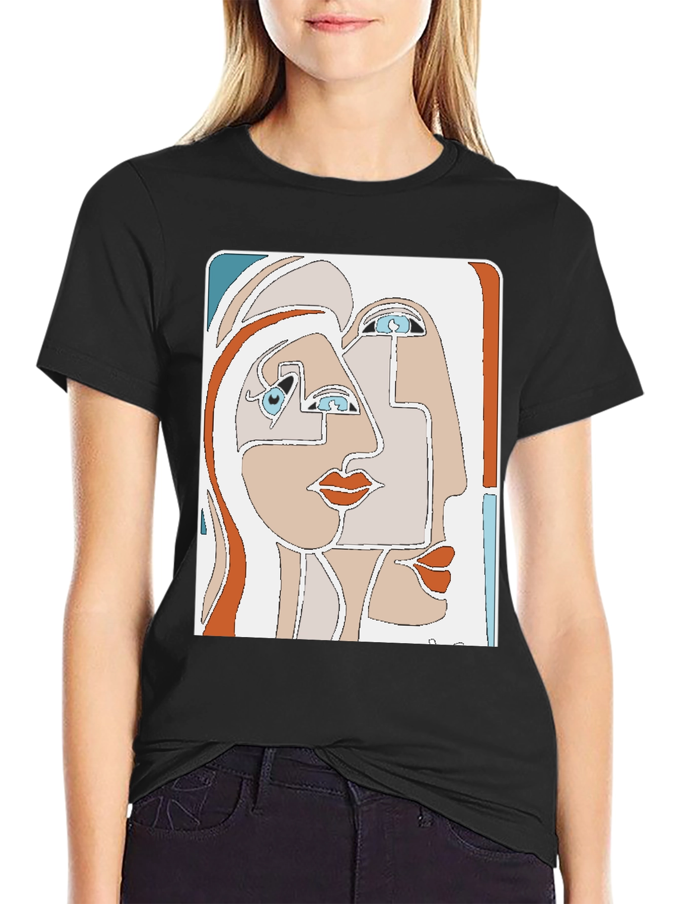 Abstract Faces Graphic T-Shirt - Modern Art Tee