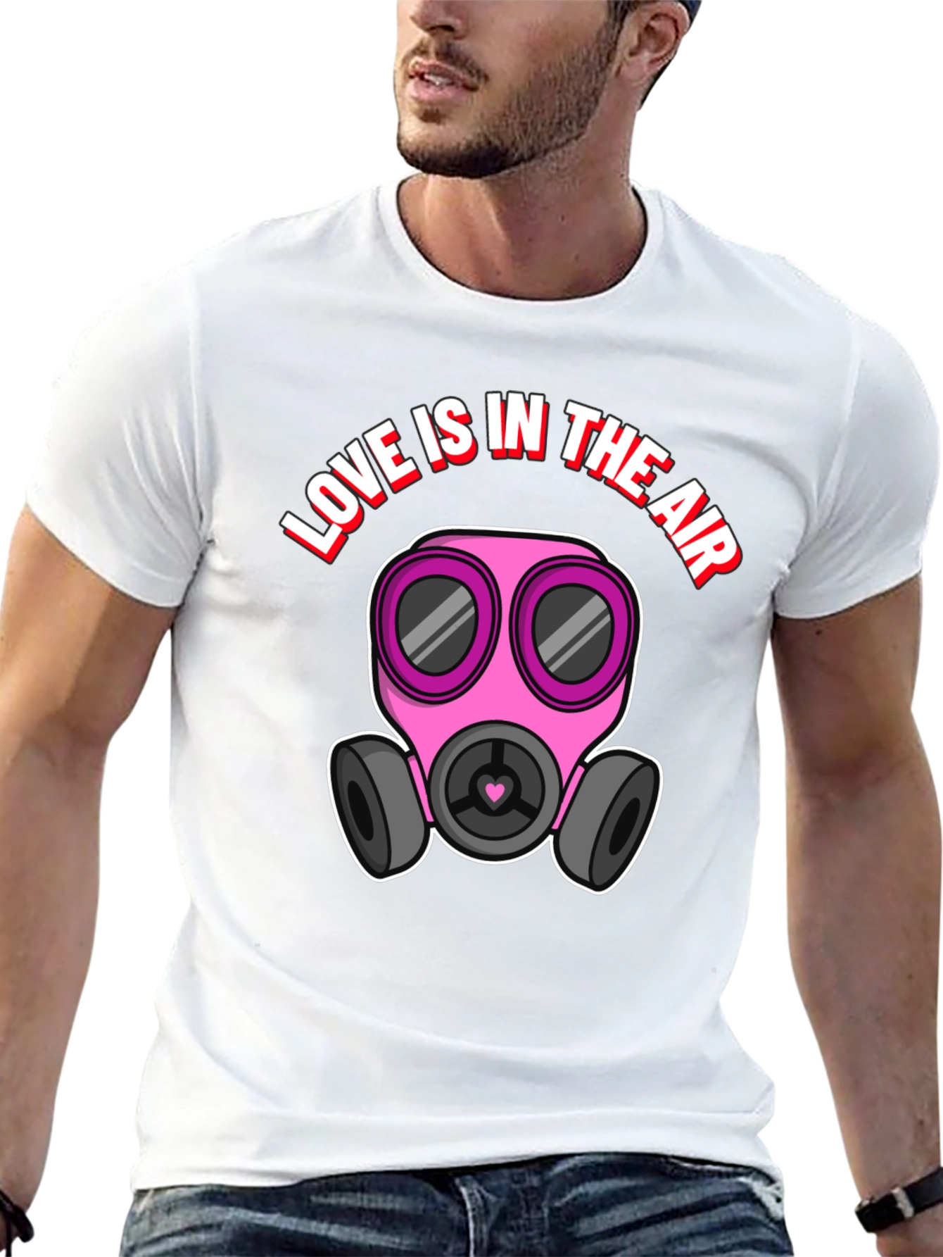 Love is in the Air Gas Mask Graphic Tee