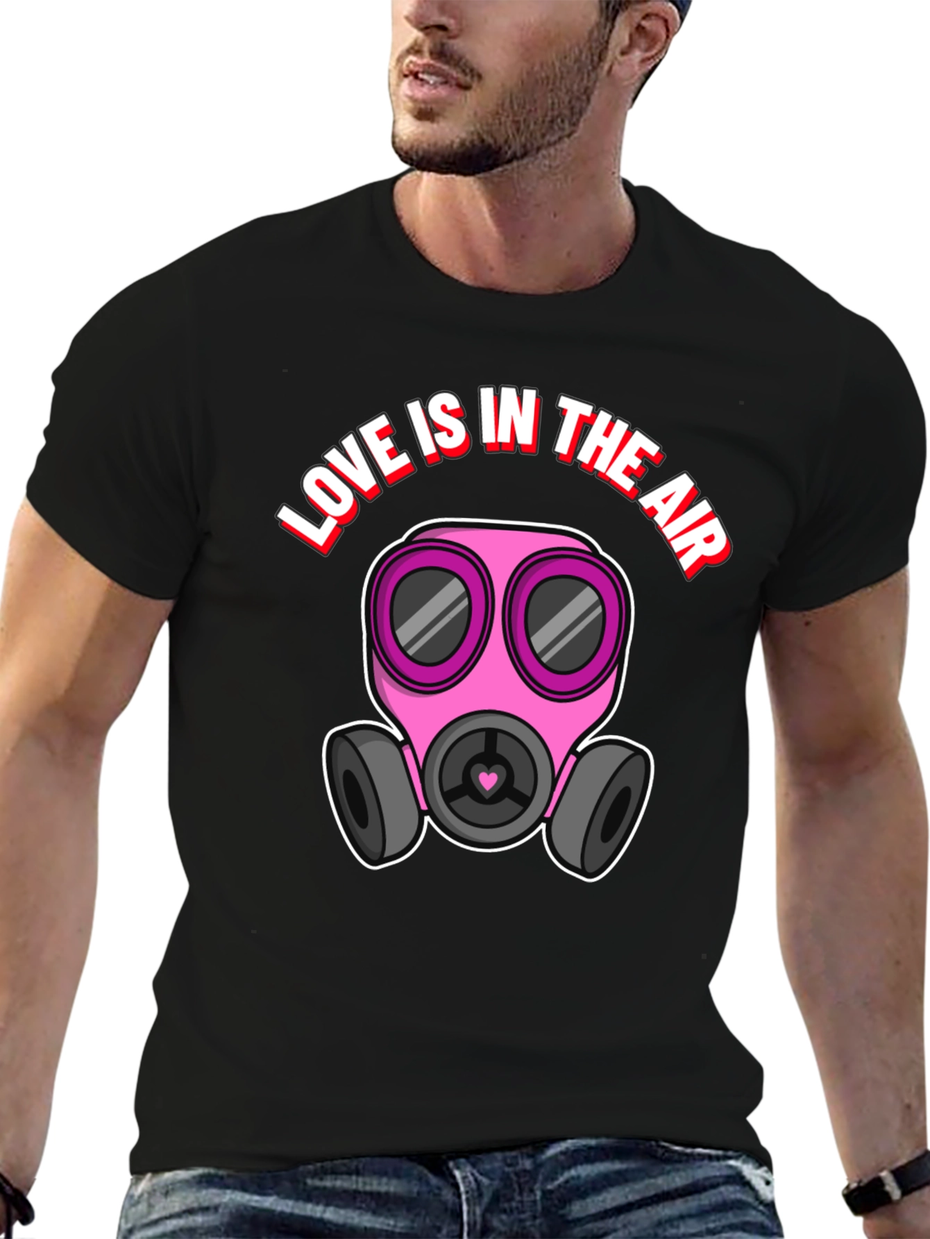 Love is in the Air Gas Mask Graphic Tee