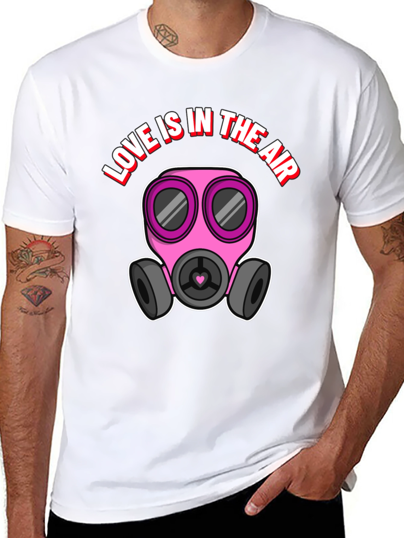 Love is in the Air Gas Mask Graphic Tee