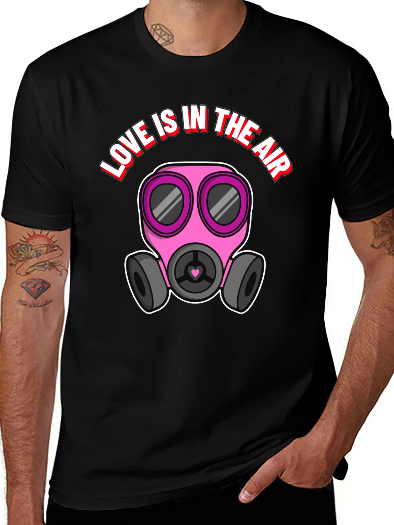 Love is in the Air Gas Mask Graphic Tee