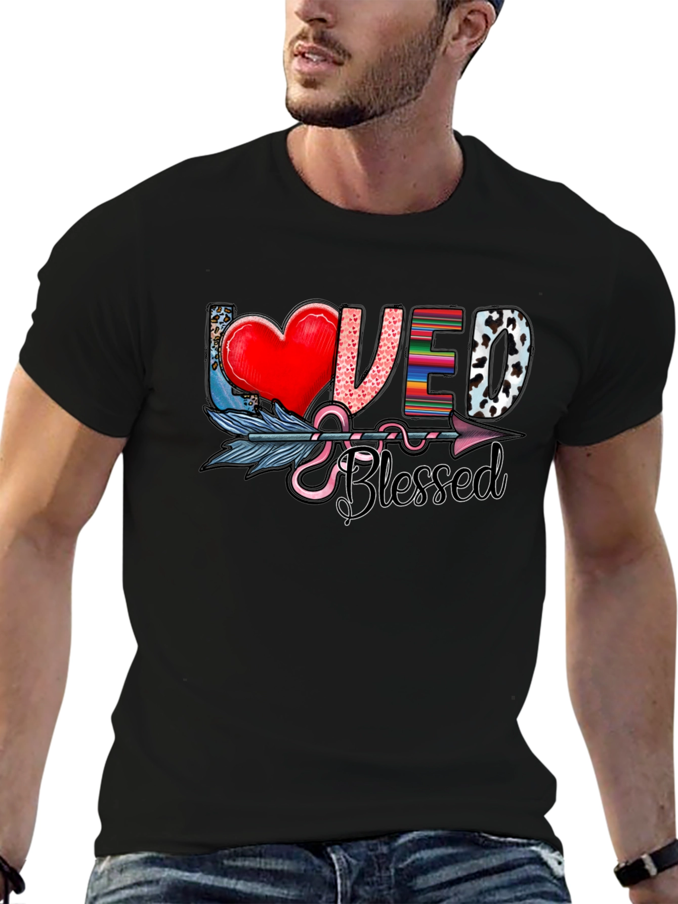 Loved & Blessed Graphic Tee - Arrow Heart Design