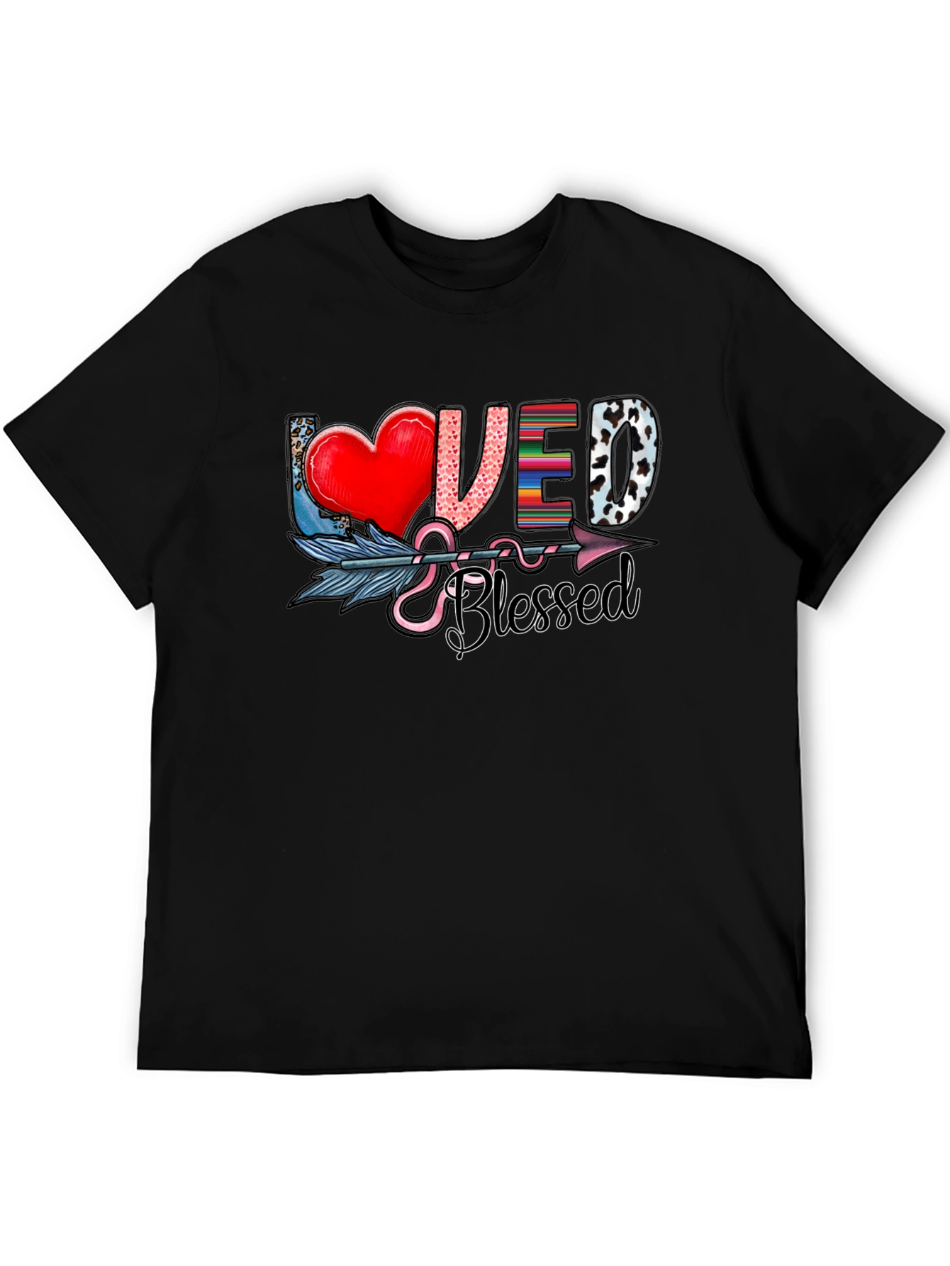 Loved & Blessed Graphic Tee - Arrow Heart Design