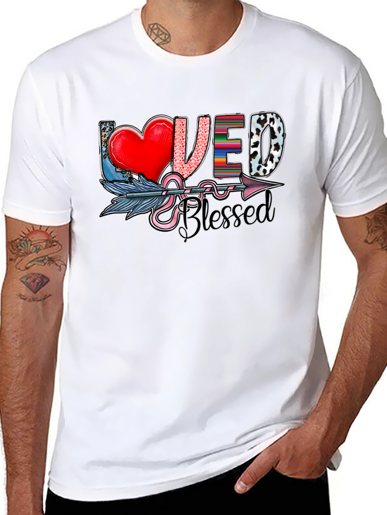 Loved & Blessed Graphic Tee - Arrow Heart Design