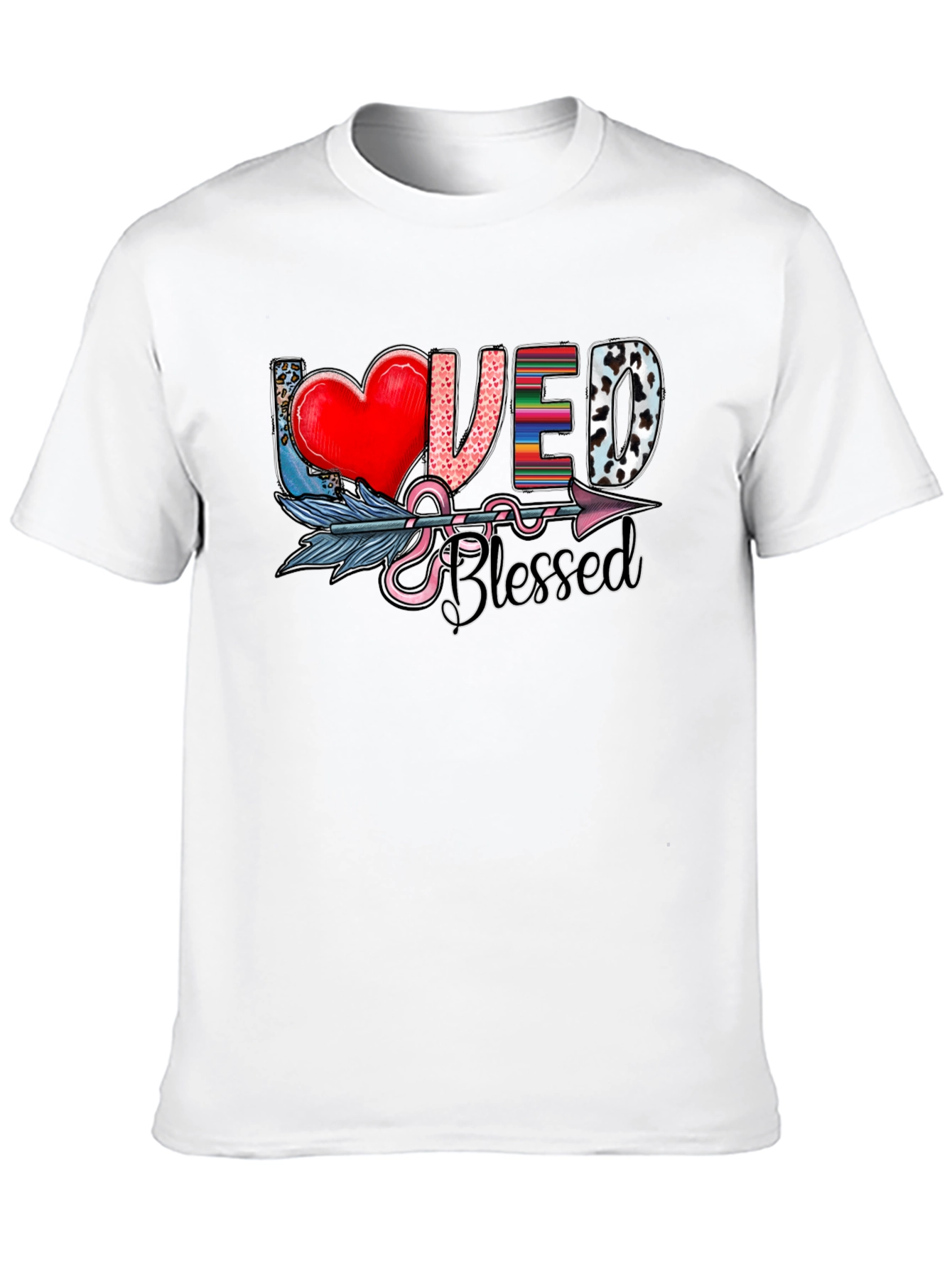 Loved & Blessed Graphic Tee - Arrow Heart Design