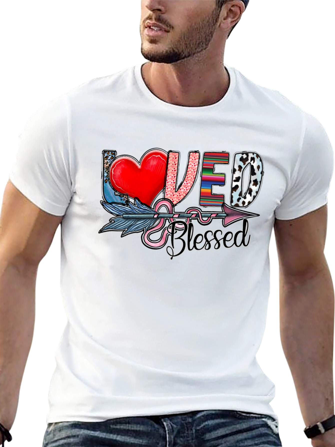 Loved & Blessed Graphic Tee - Arrow Heart Design