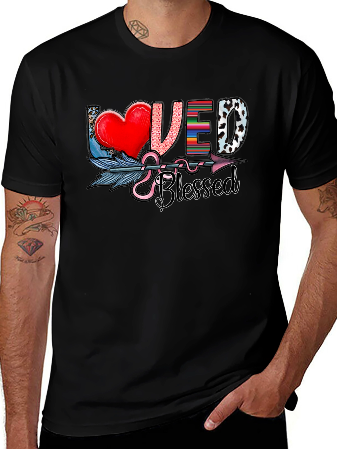 Loved & Blessed Graphic Tee - Arrow Heart Design