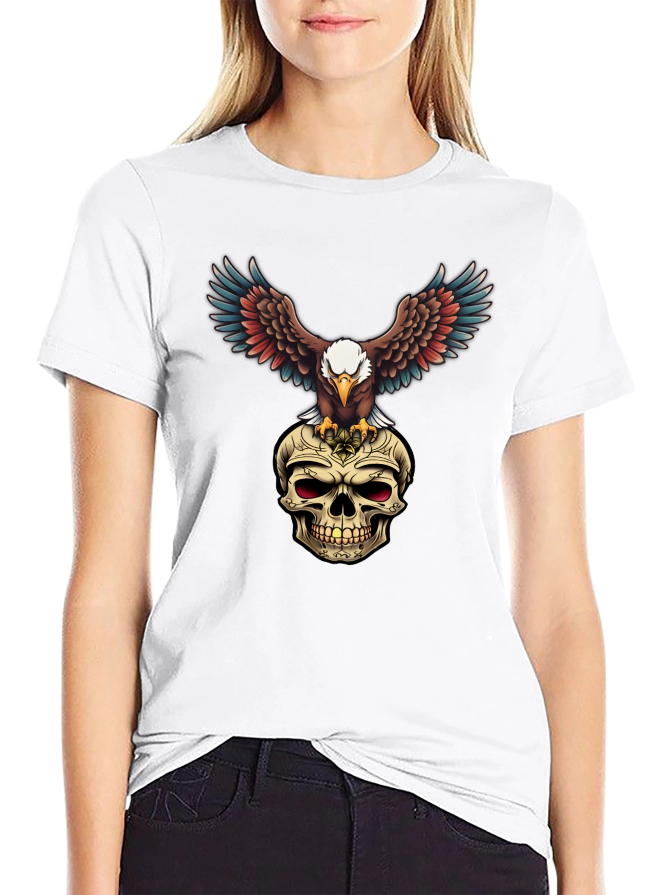 Eagle on Skull Graphic Tee - Edgy Menswear