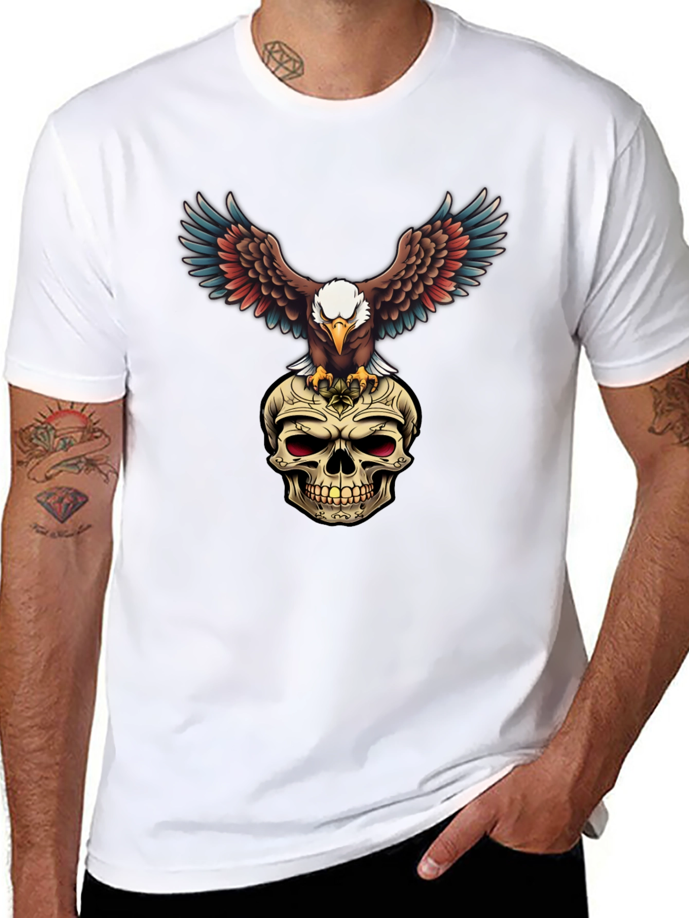 Eagle on Skull Graphic Tee - Edgy Menswear