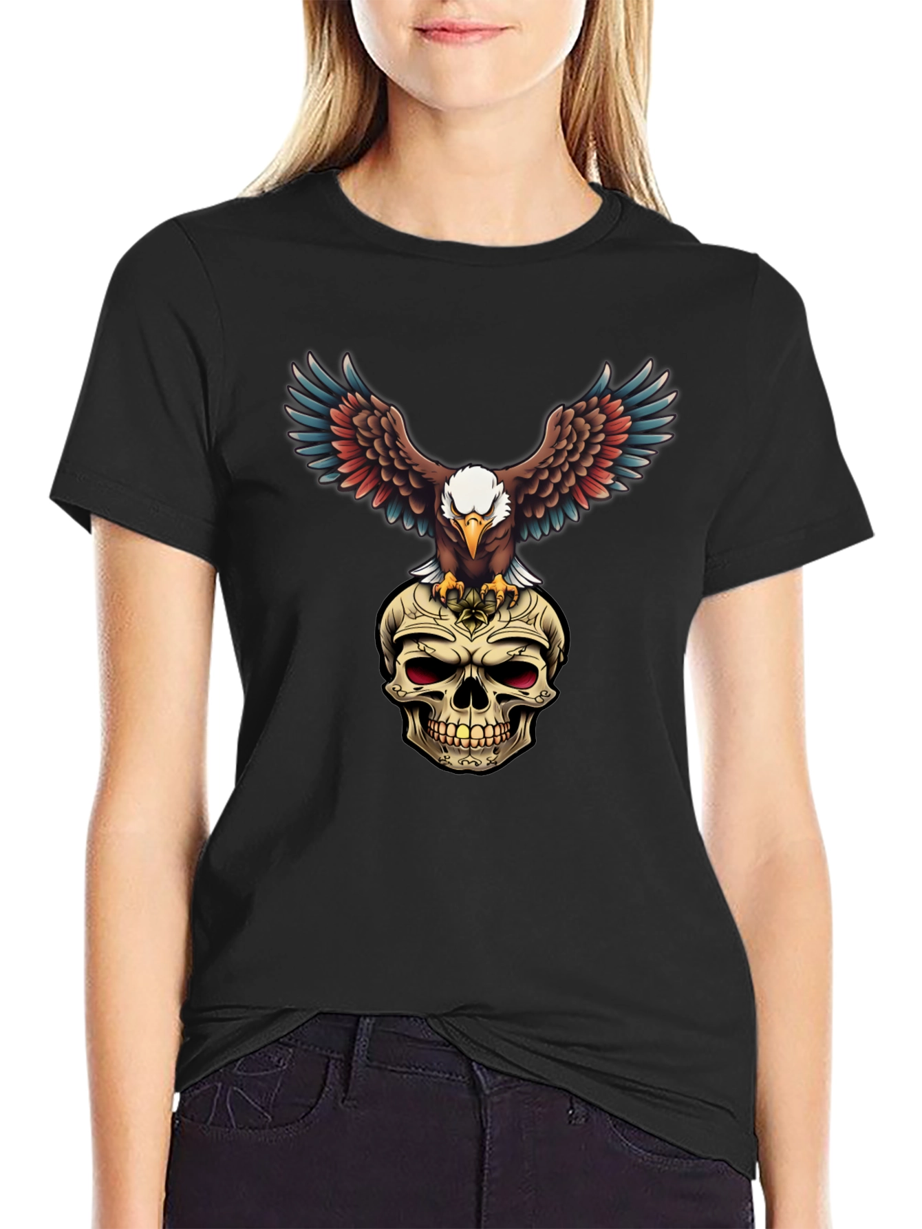 Eagle on Skull Graphic Tee - Edgy Menswear