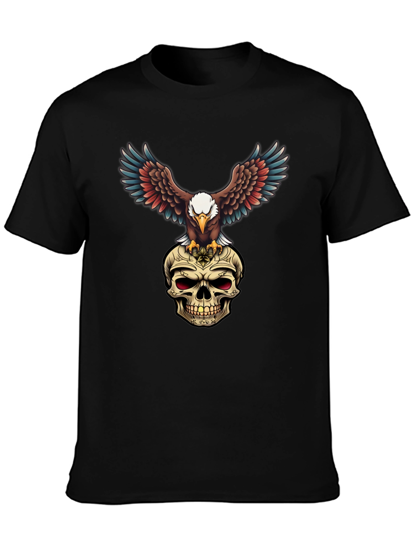 Eagle on Skull Graphic Tee - Edgy Menswear