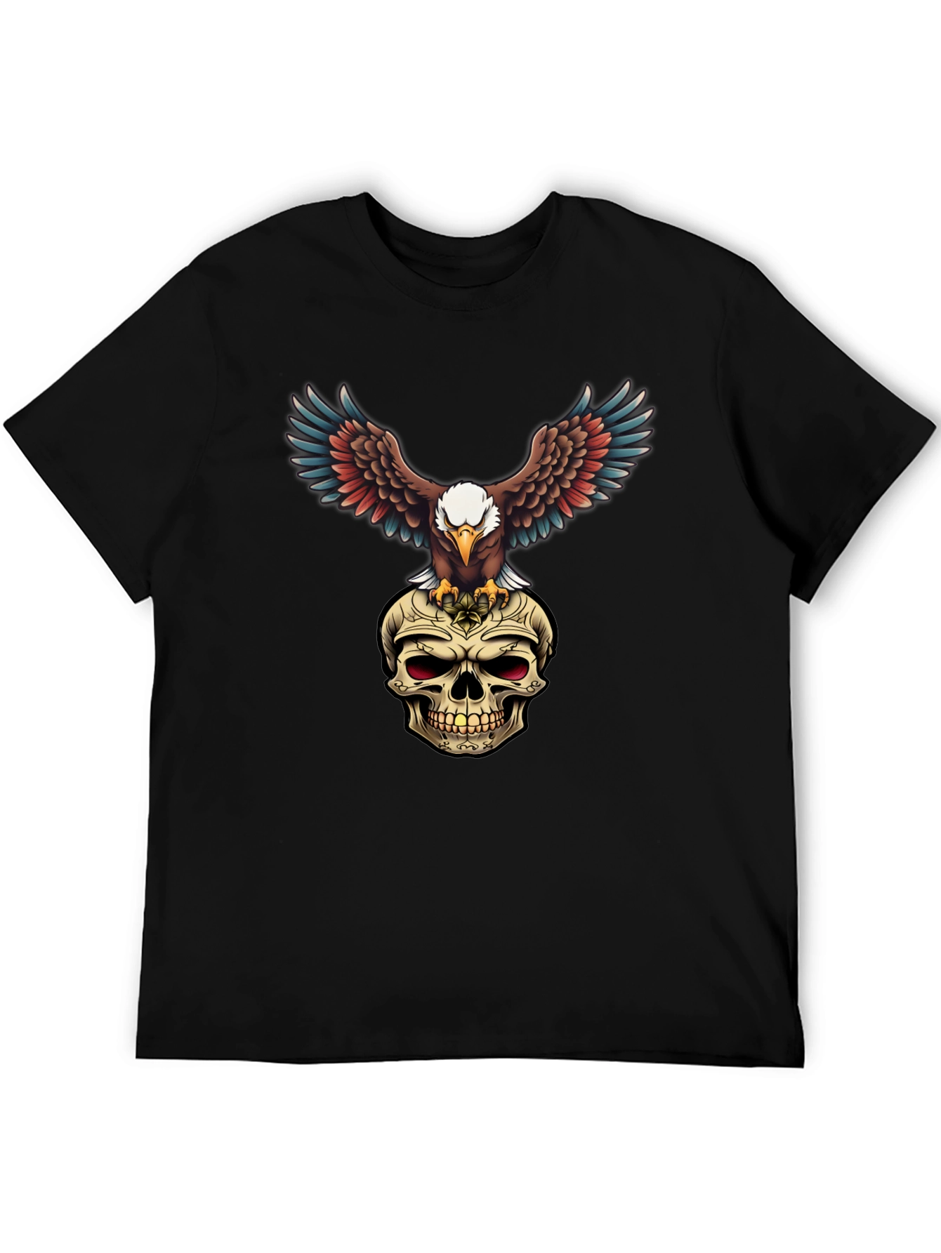Eagle on Skull Graphic Tee - Edgy Menswear