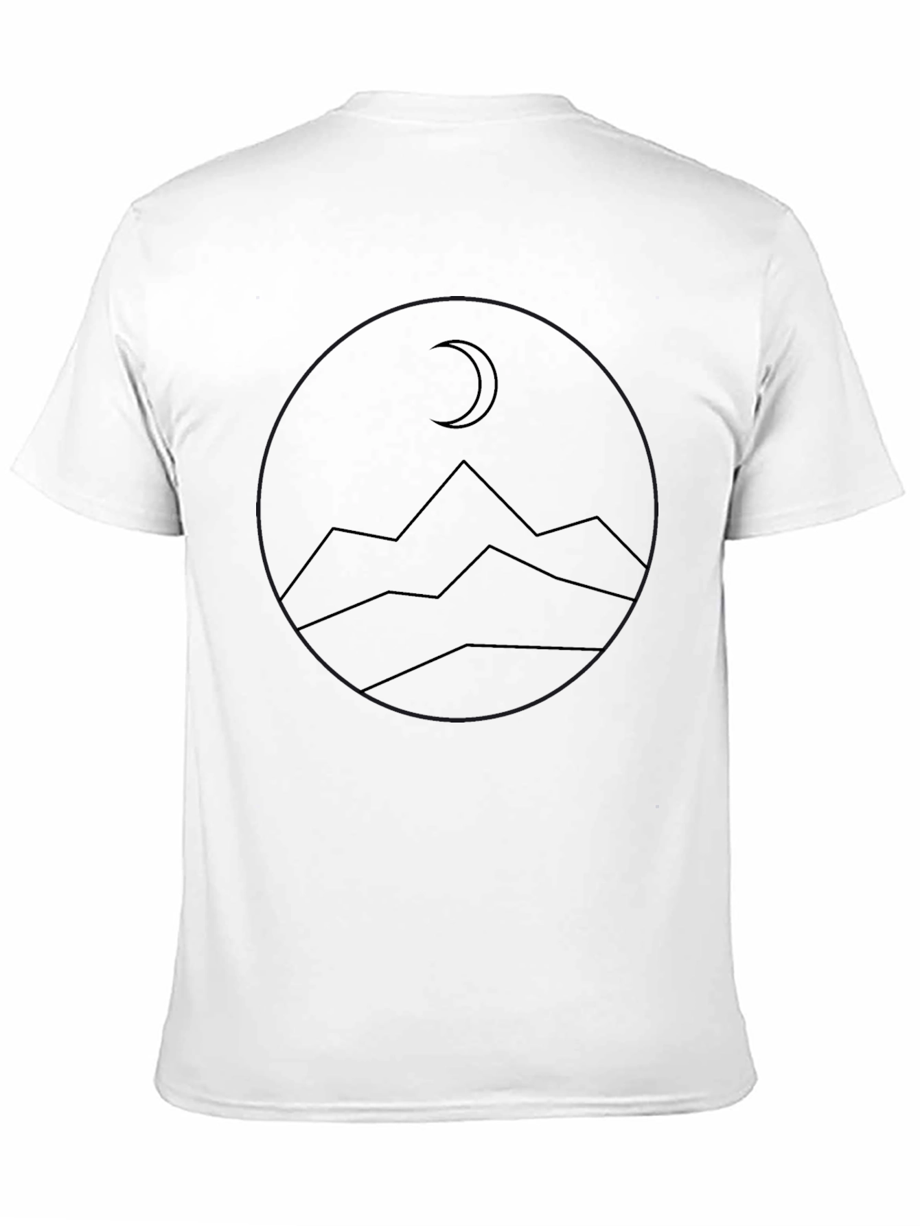 Minimalist Mountain & Moon Graphic Tee - Black