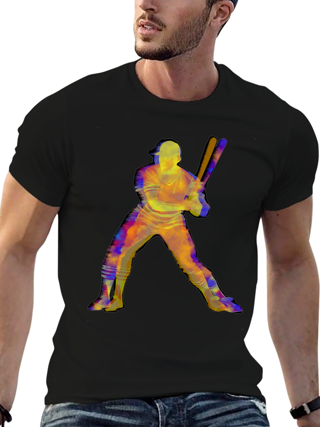 Baseball Player Graphic T-Shirt - Trendy Mens Tee