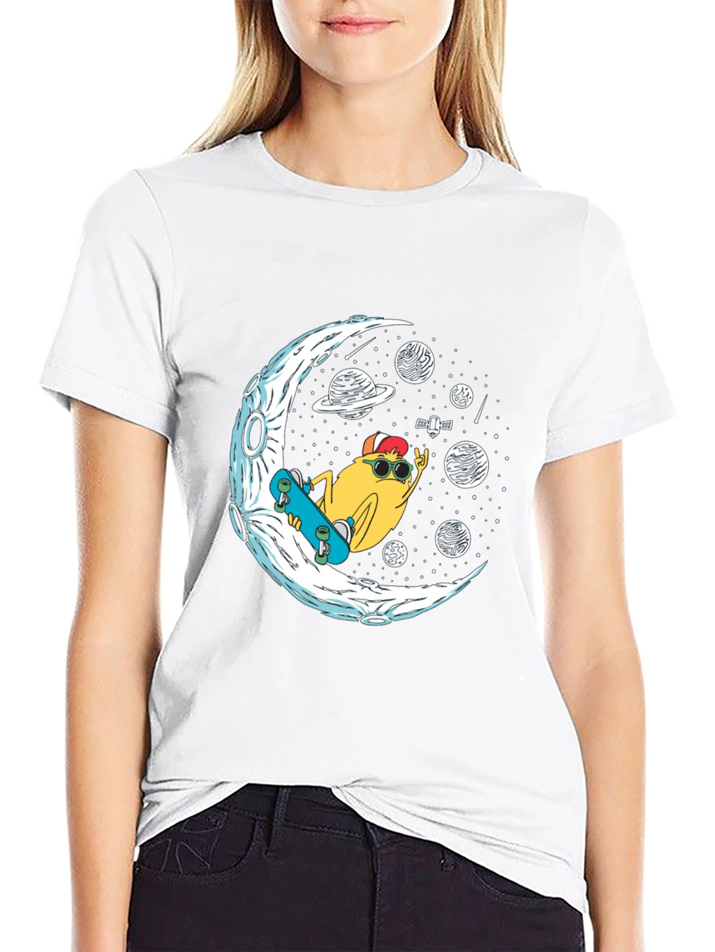 Cool Moon Skater Graphic T-Shirt