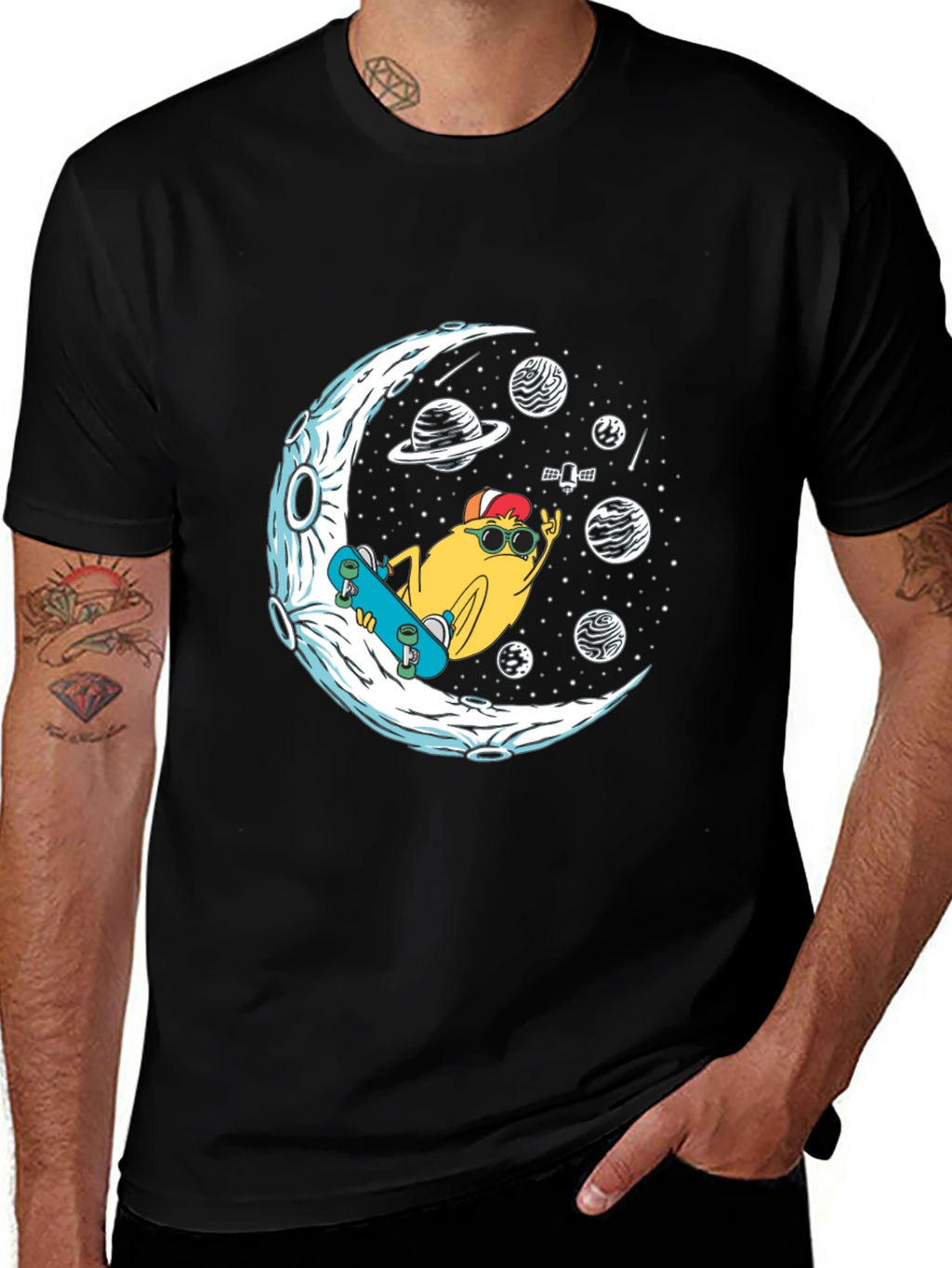 Cool Moon Skater Graphic T-Shirt