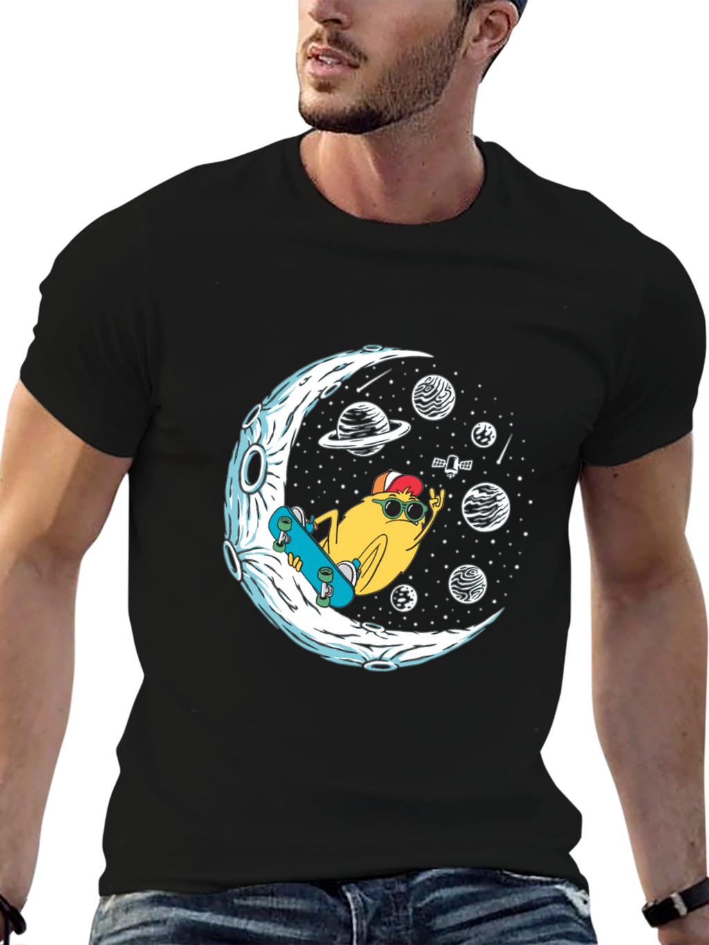 Cool Moon Skater Graphic T-Shirt