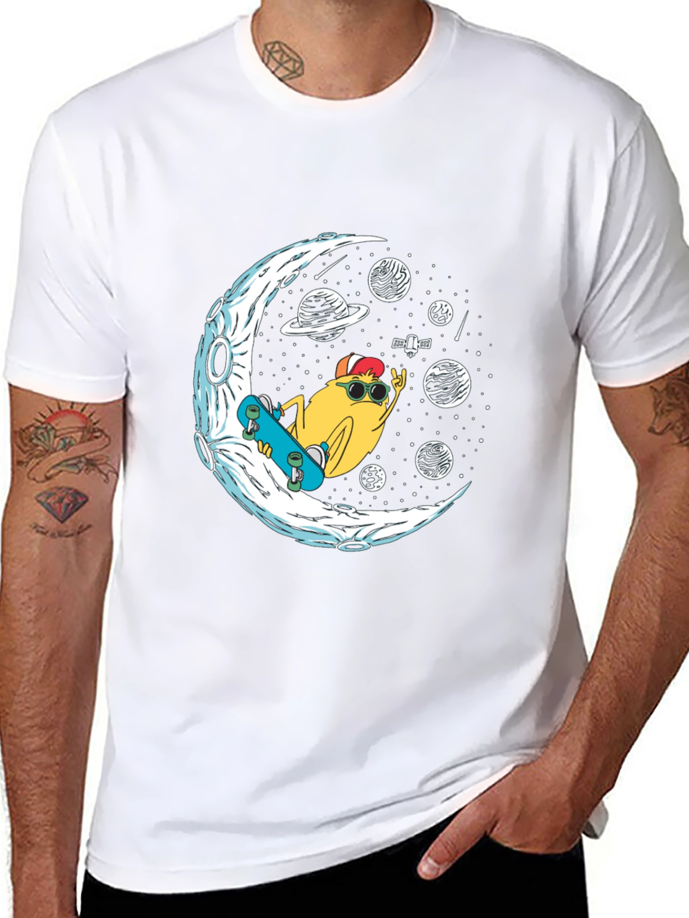 Cool Moon Skater Graphic T-Shirt