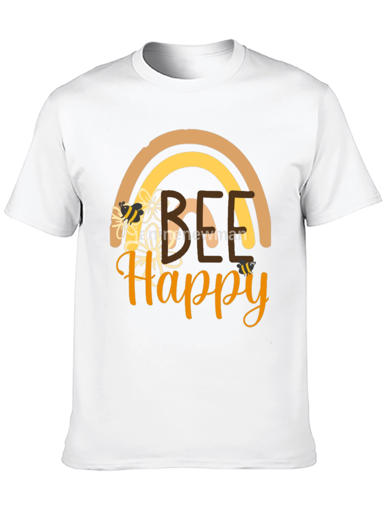 Bee Happy T-Shirt: Rainbow Floral Positive Vibes