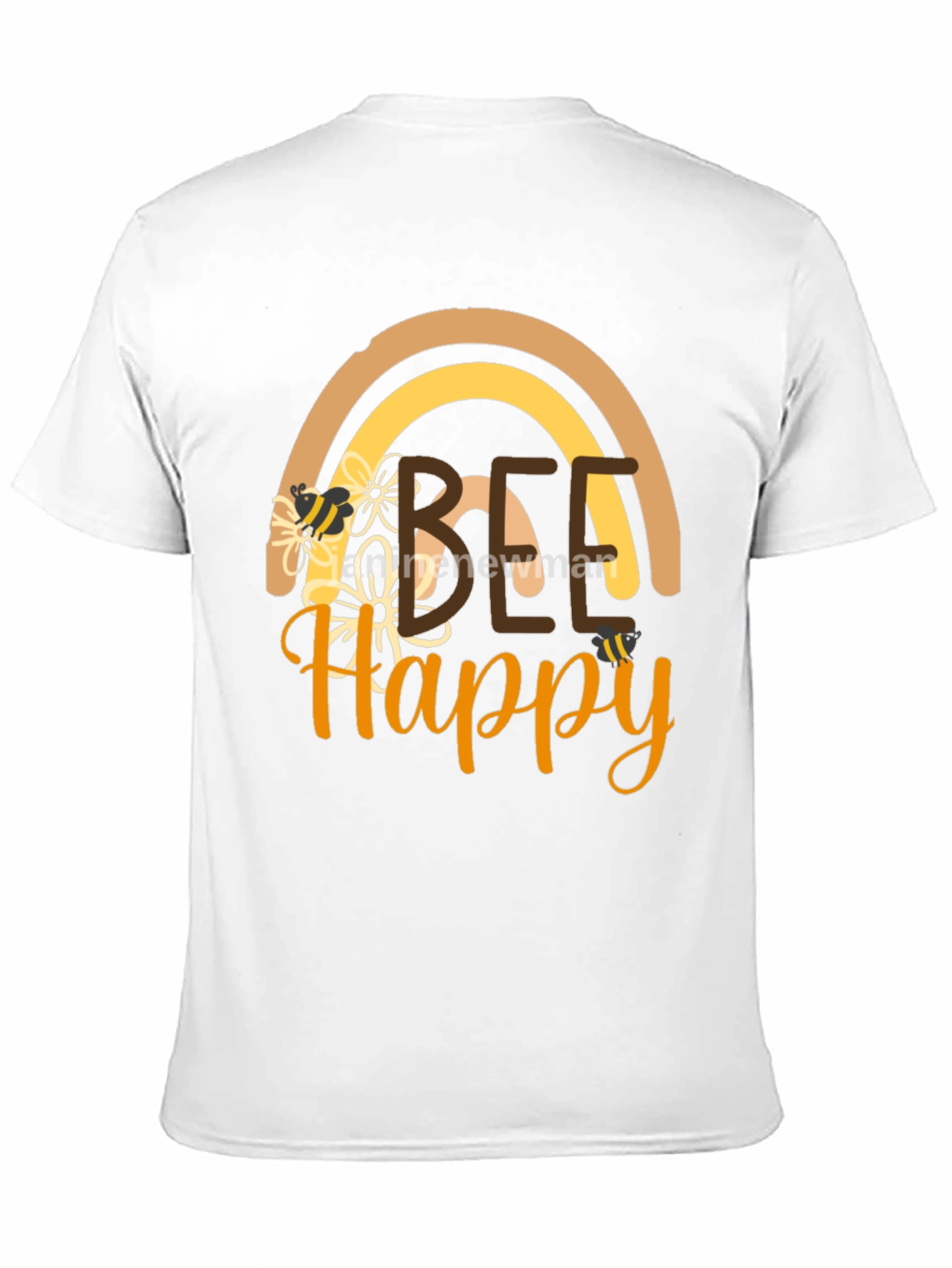 Bee Happy T-Shirt: Rainbow Floral Positive Vibes