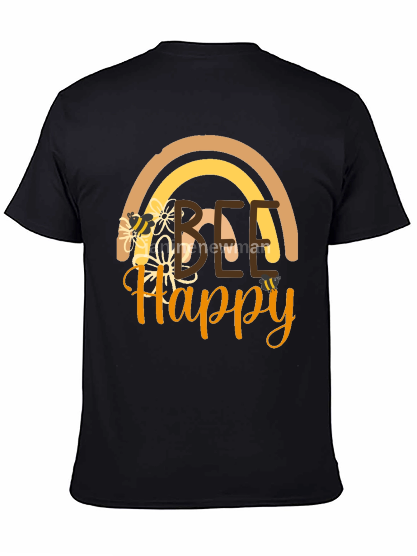 Bee Happy T-Shirt: Rainbow Floral Positive Vibes
