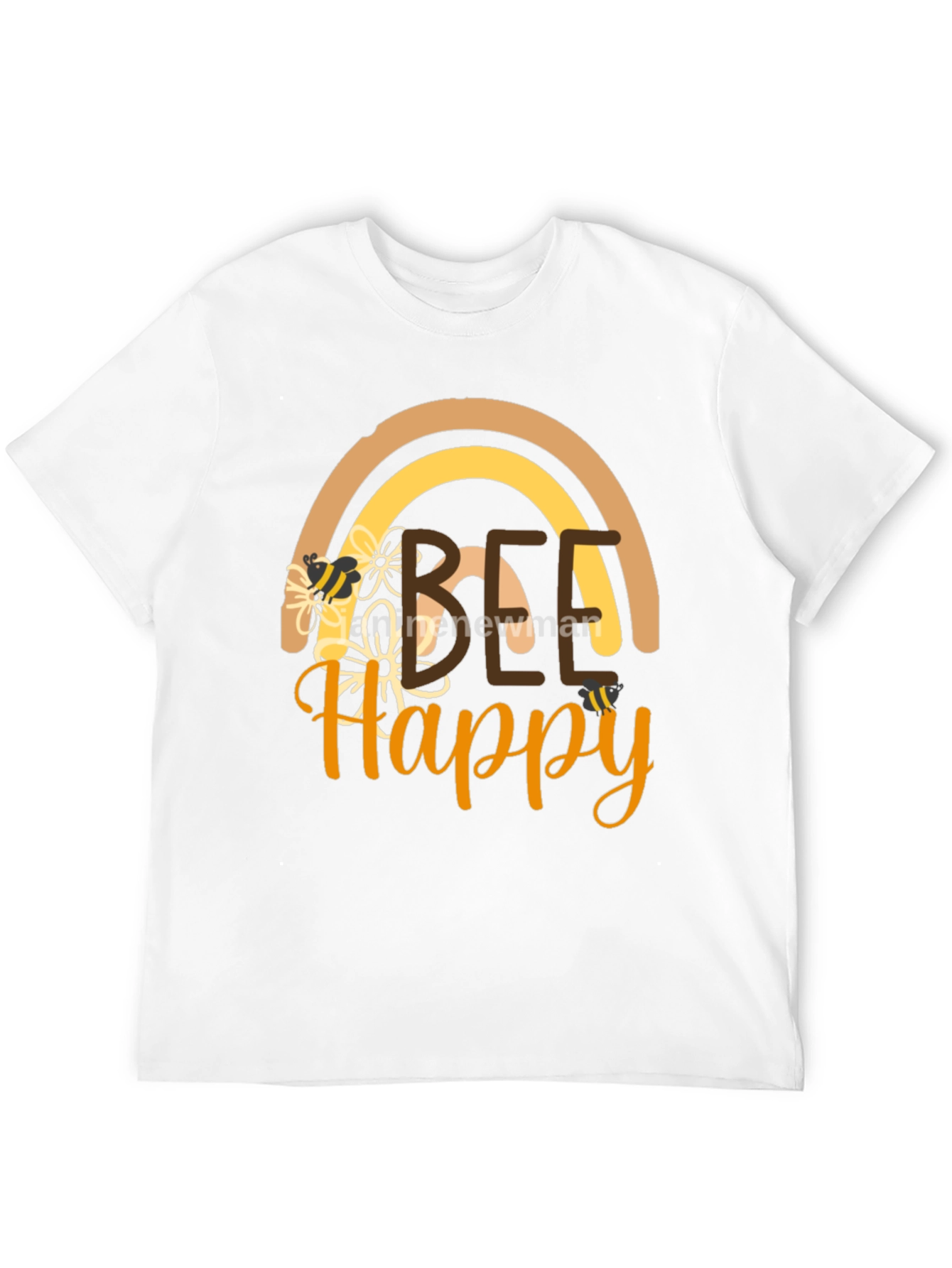 Bee Happy T-Shirt: Rainbow Floral Positive Vibes