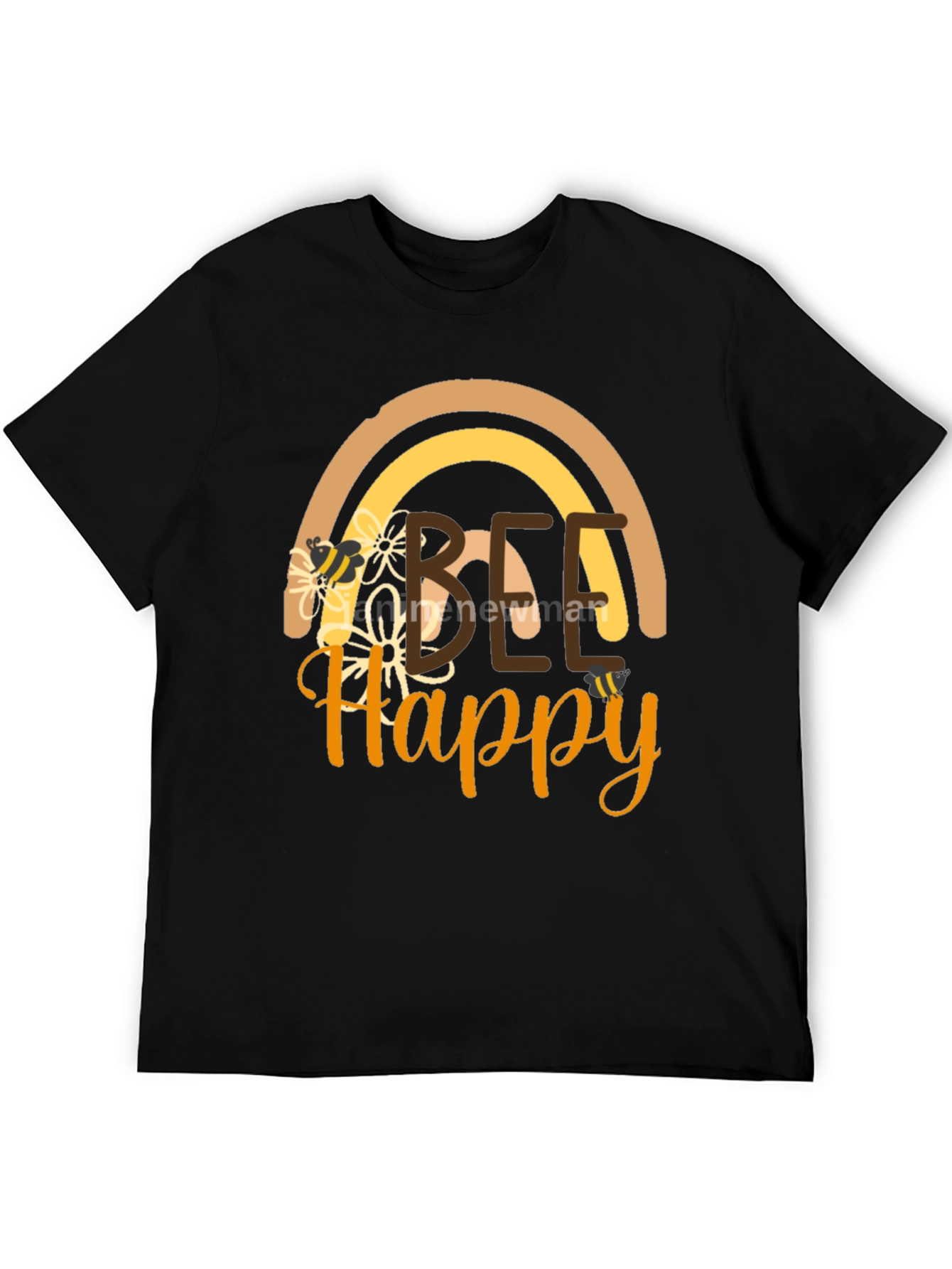 Bee Happy T-Shirt: Rainbow Floral Positive Vibes