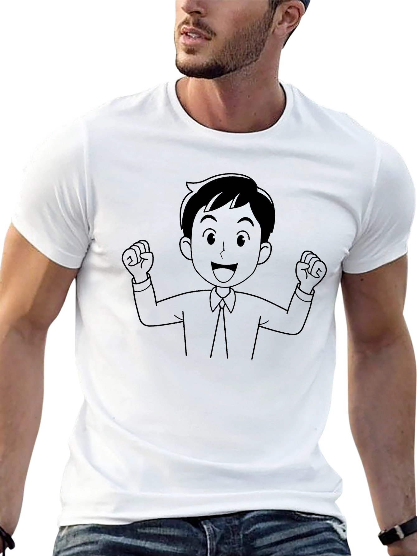 Black T-Shirt with Cartoon Graphic