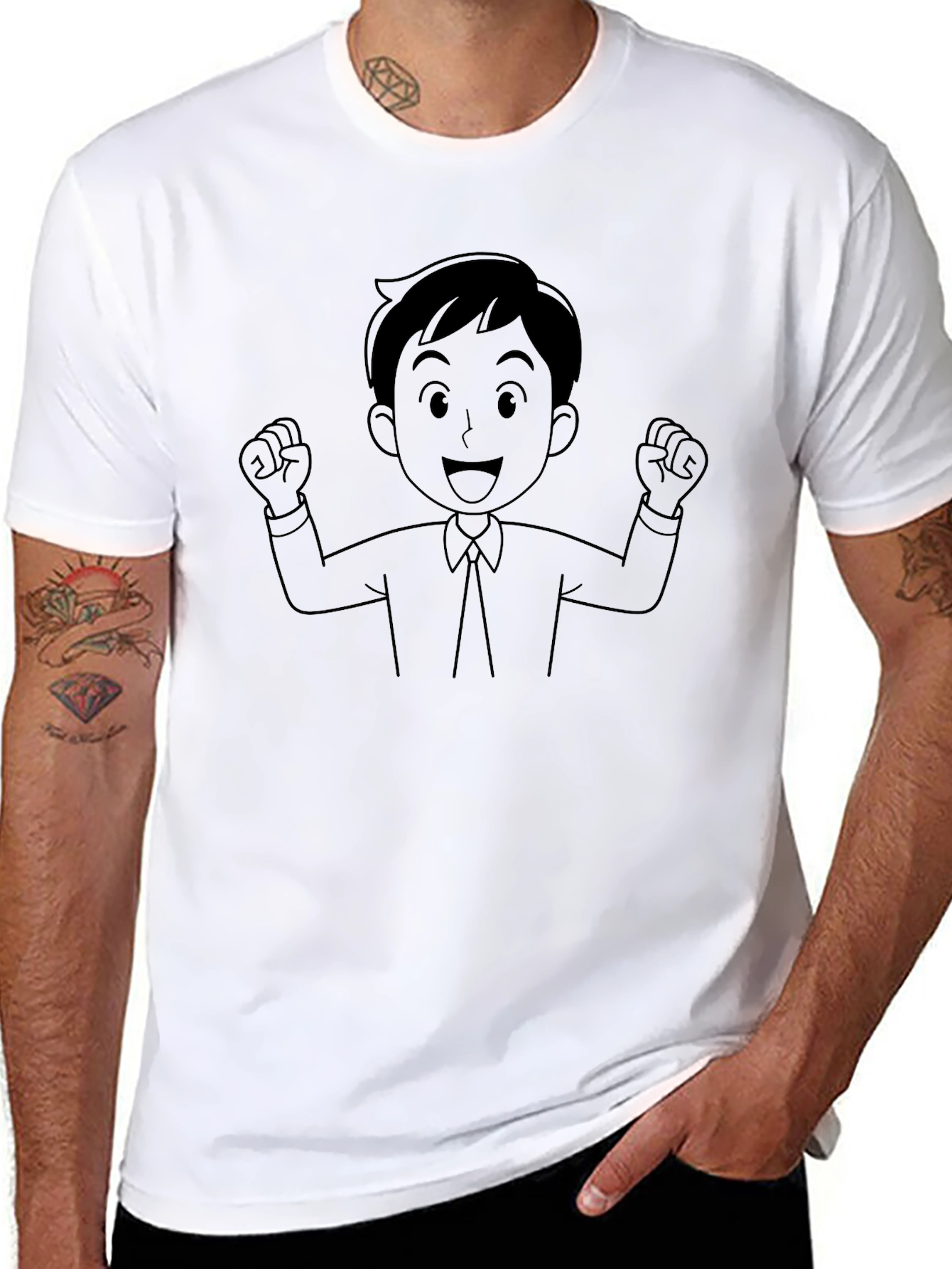 Black T-Shirt with Cartoon Graphic