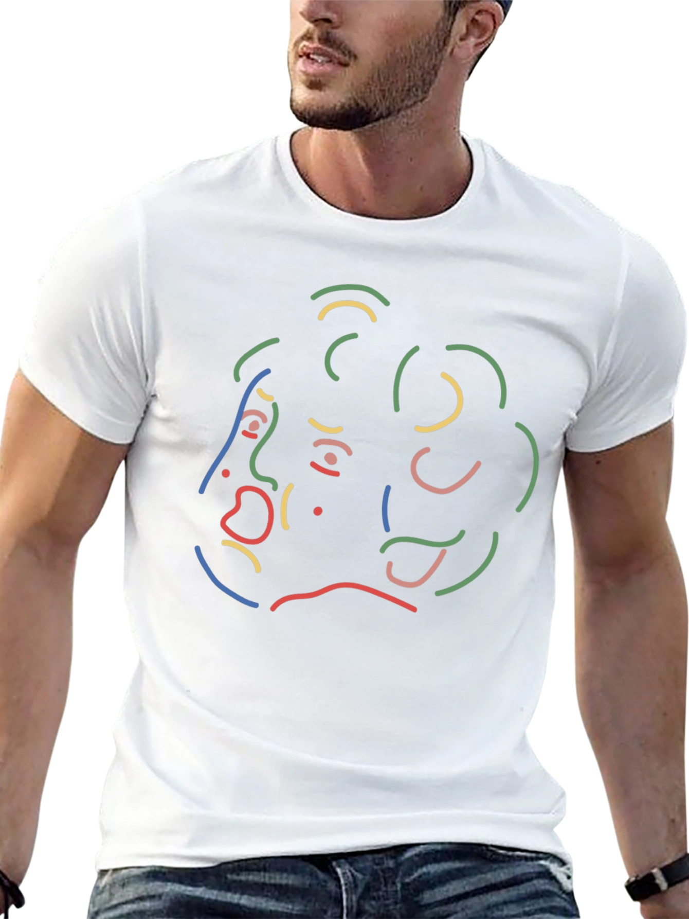 Abstract Line Art Graphic Print Black T-Shirt