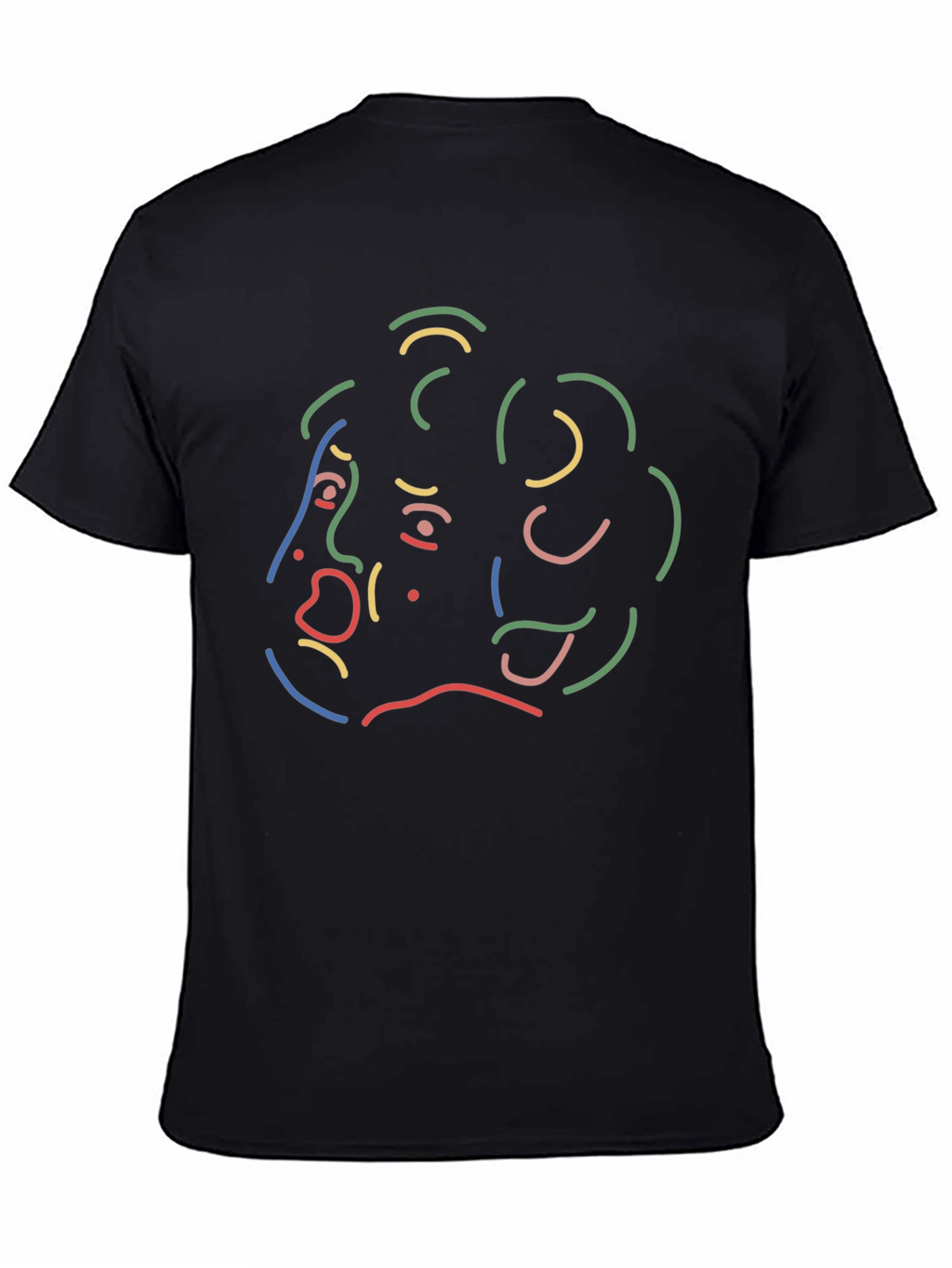 Abstract Line Art Graphic Print Black T-Shirt