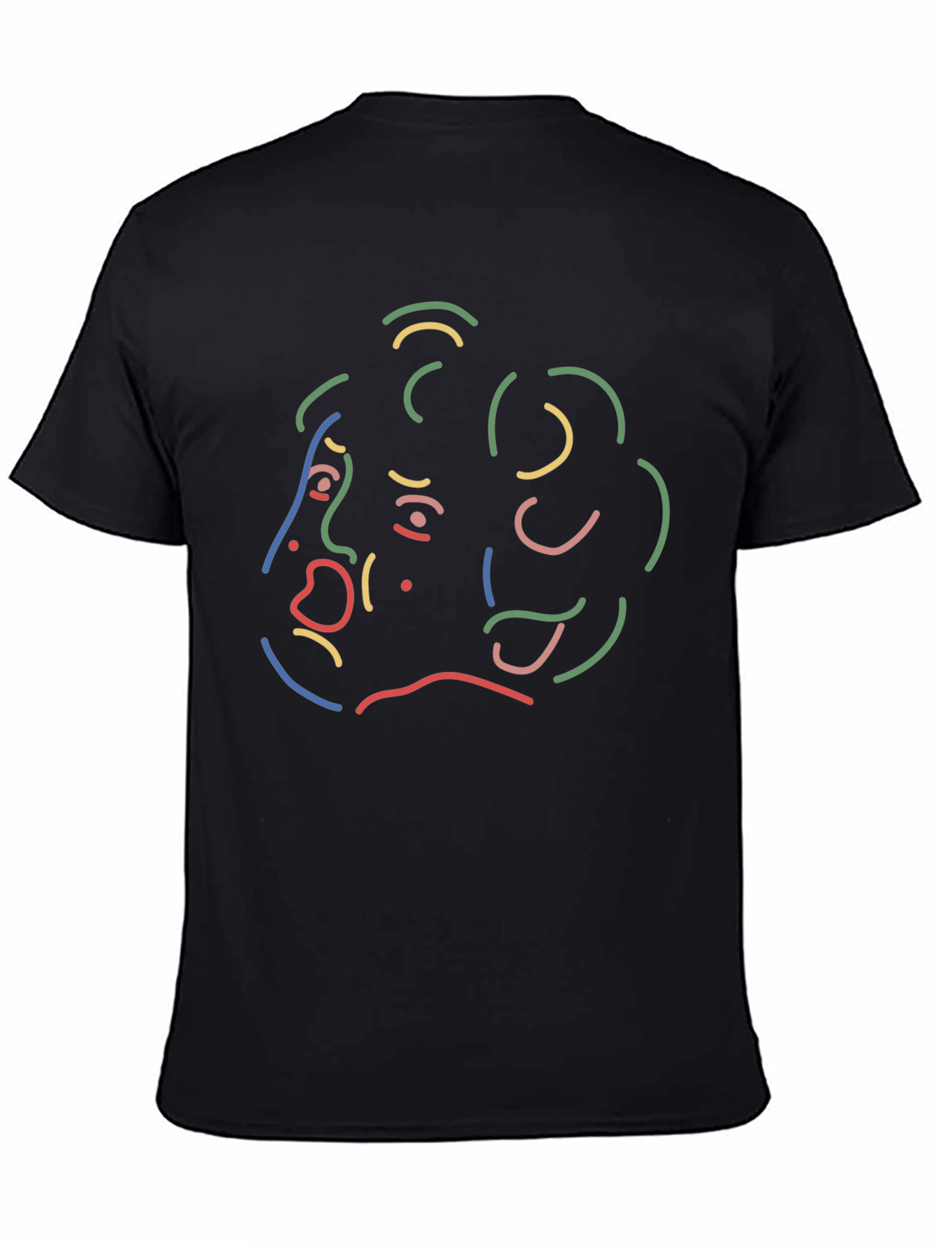 Abstract Line Art Graphic Print Black T-Shirt