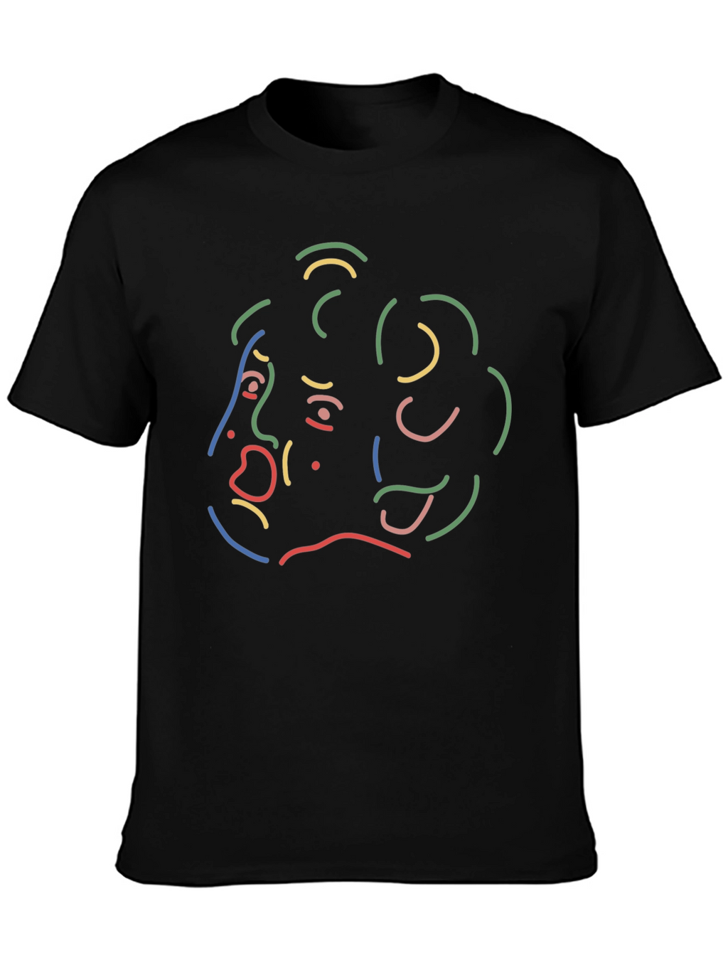 Abstract Line Art Graphic Print Black T-Shirt