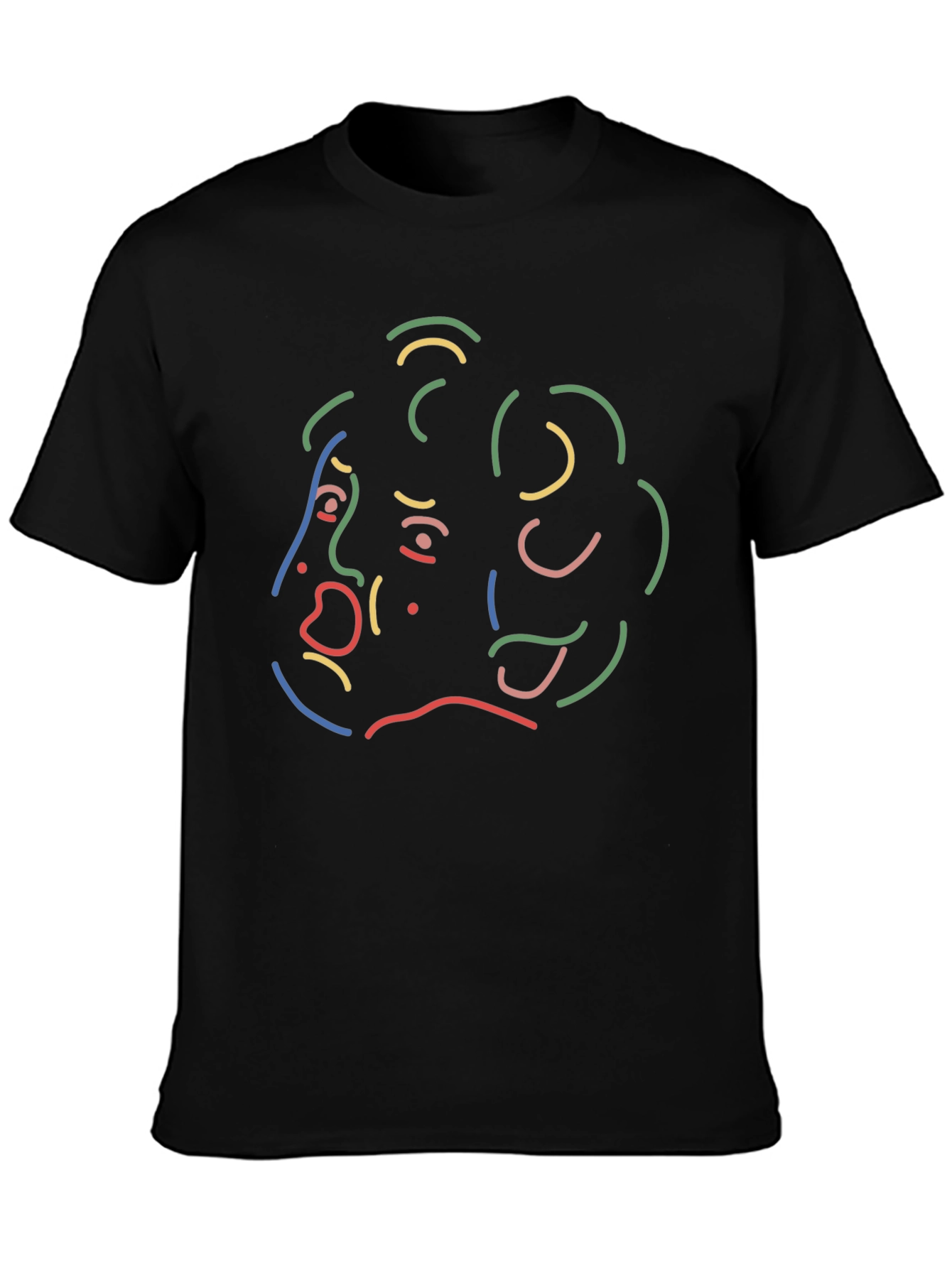 Abstract Line Art Graphic Print Black T-Shirt