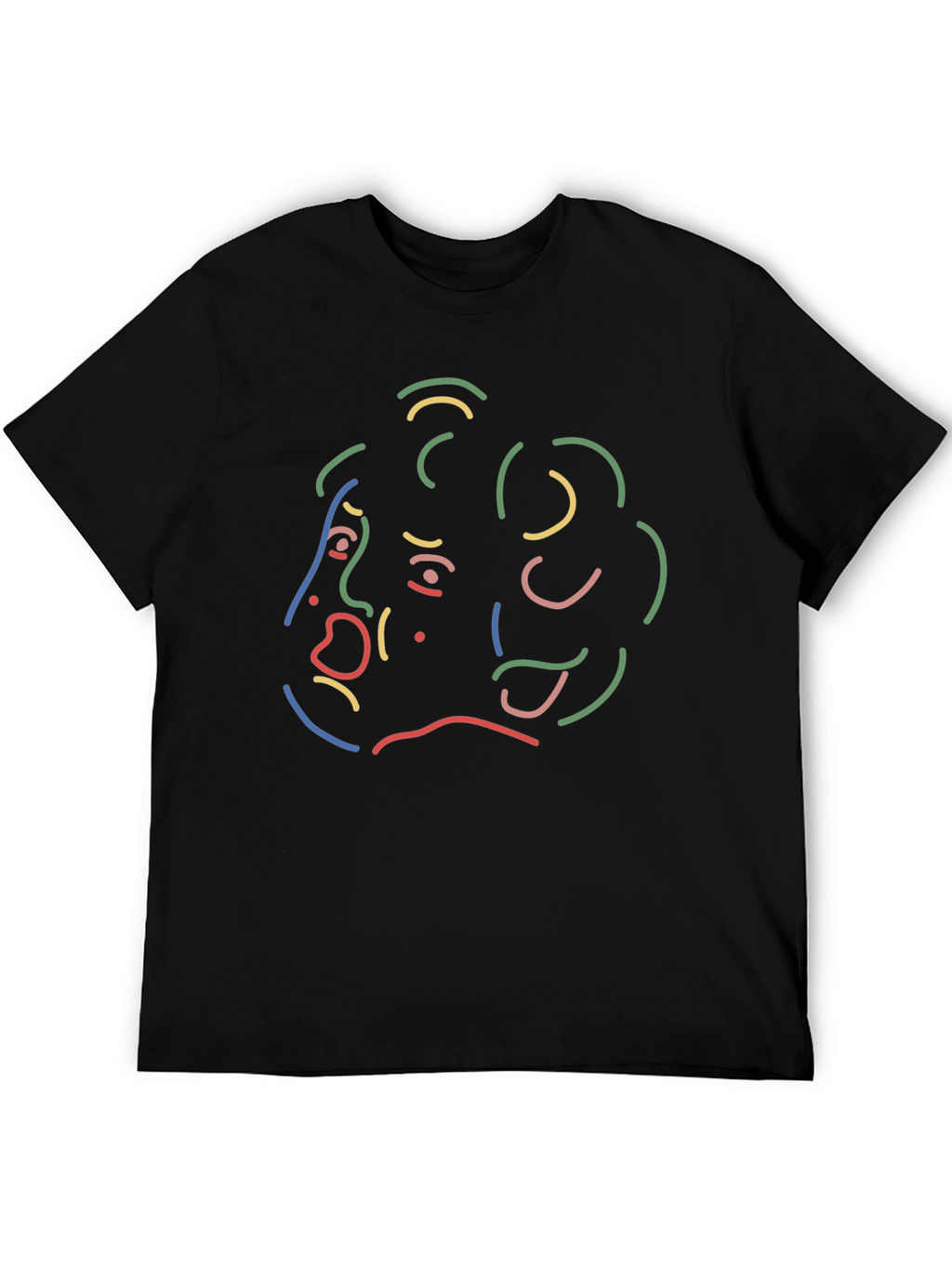 Abstract Line Art Graphic Print Black T-Shirt