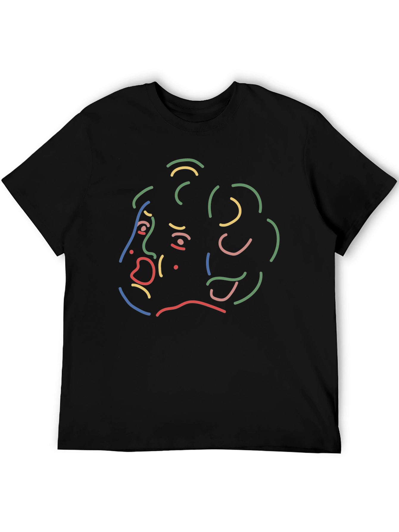 Abstract Line Art Graphic Print Black T-Shirt