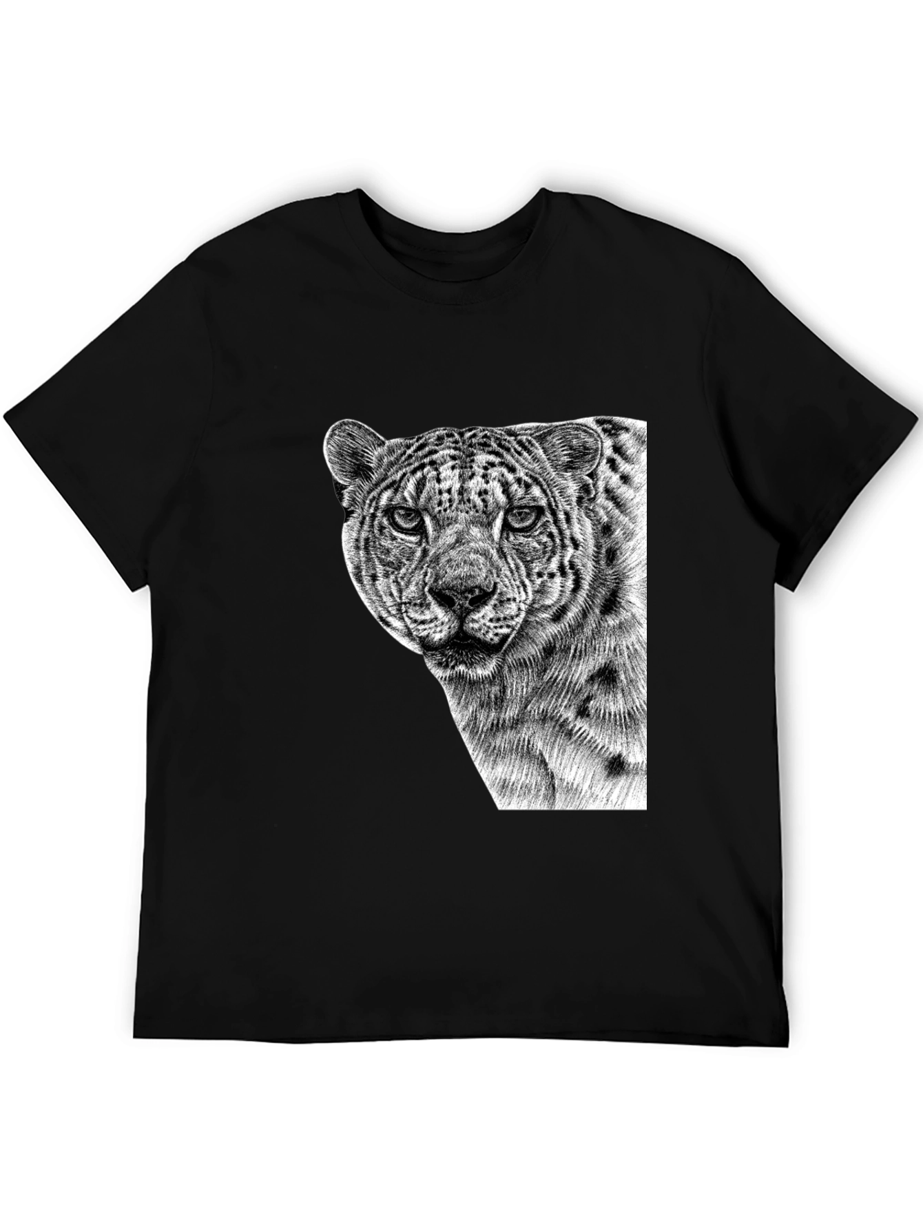 Cool Black Tee - Majestic Leopard Graphic