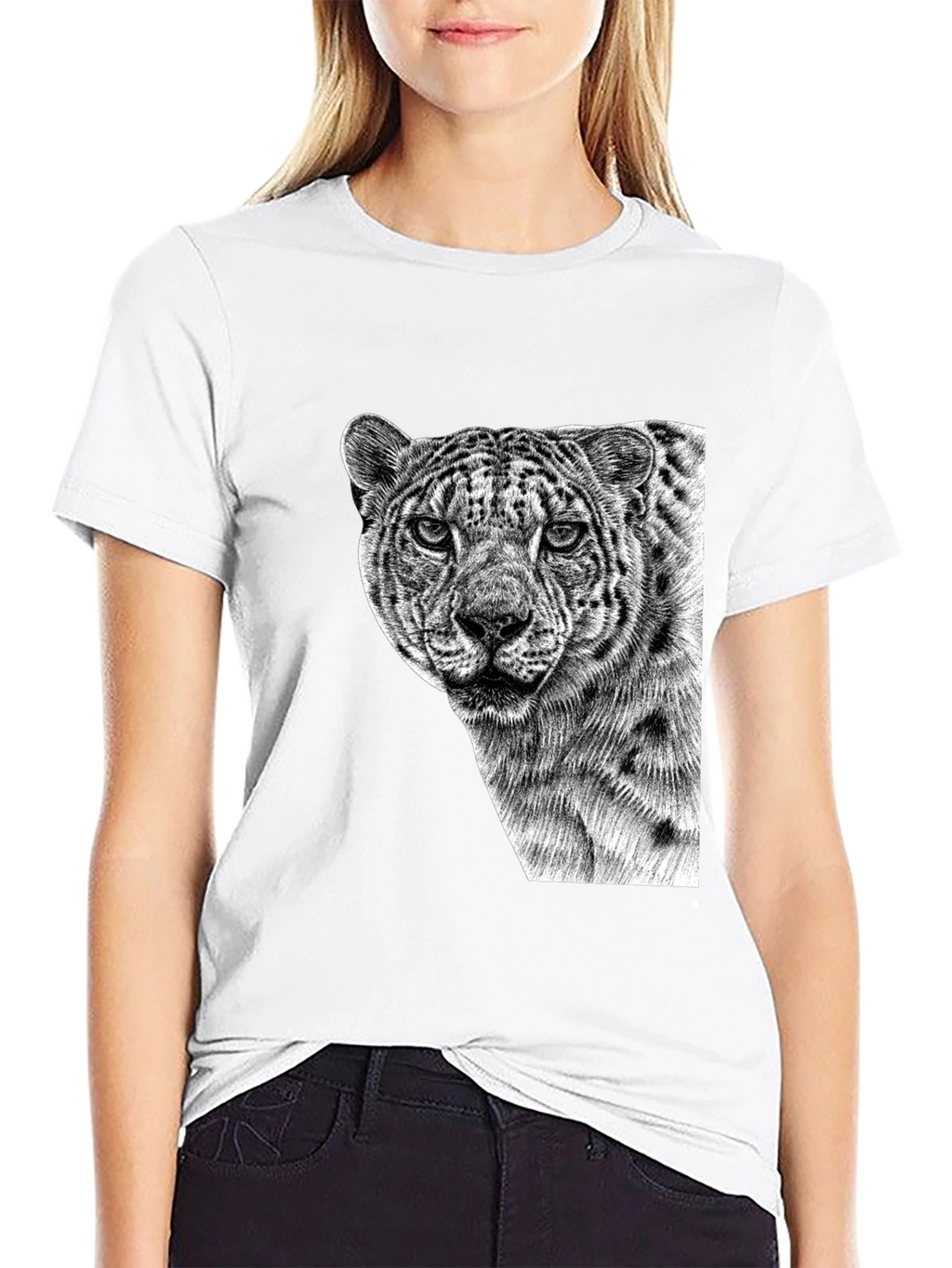 Cool Black Tee - Majestic Leopard Graphic