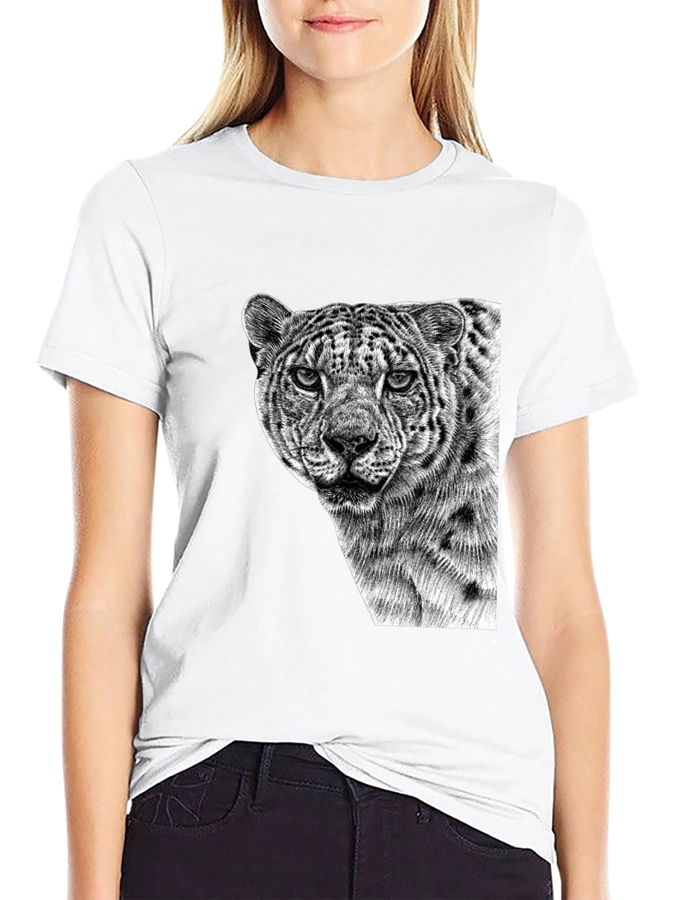 Cool Black Tee - Majestic Leopard Graphic