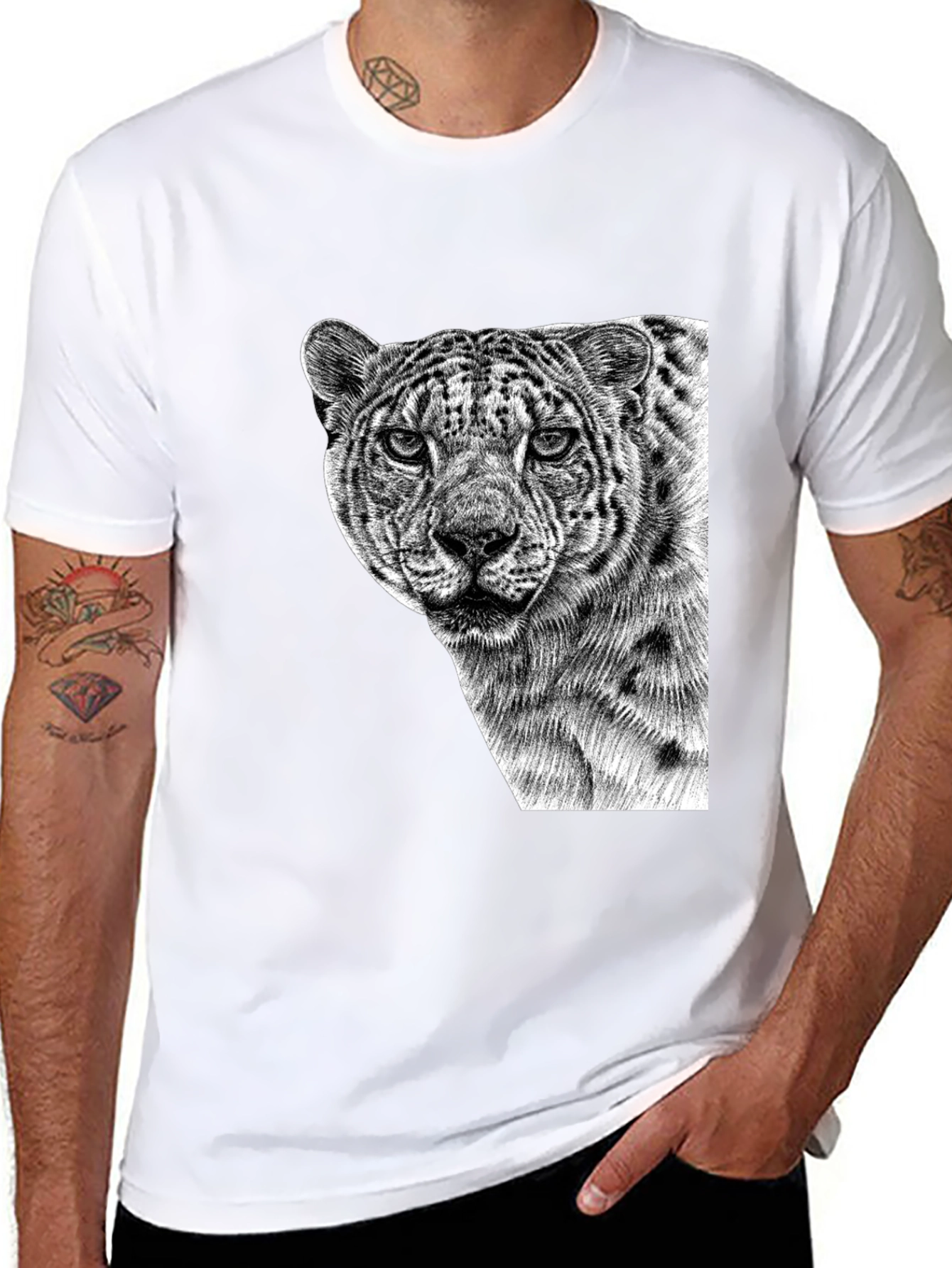 Cool Black Tee - Majestic Leopard Graphic