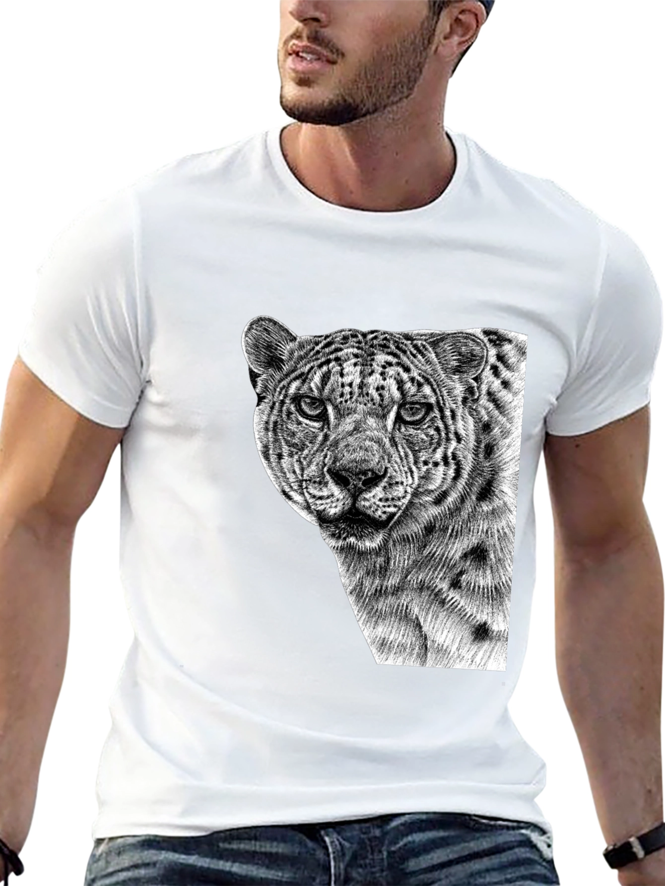Cool Black Tee - Majestic Leopard Graphic