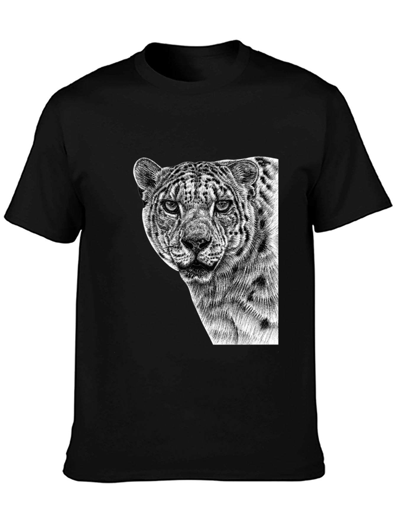 Cool Black Tee - Majestic Leopard Graphic