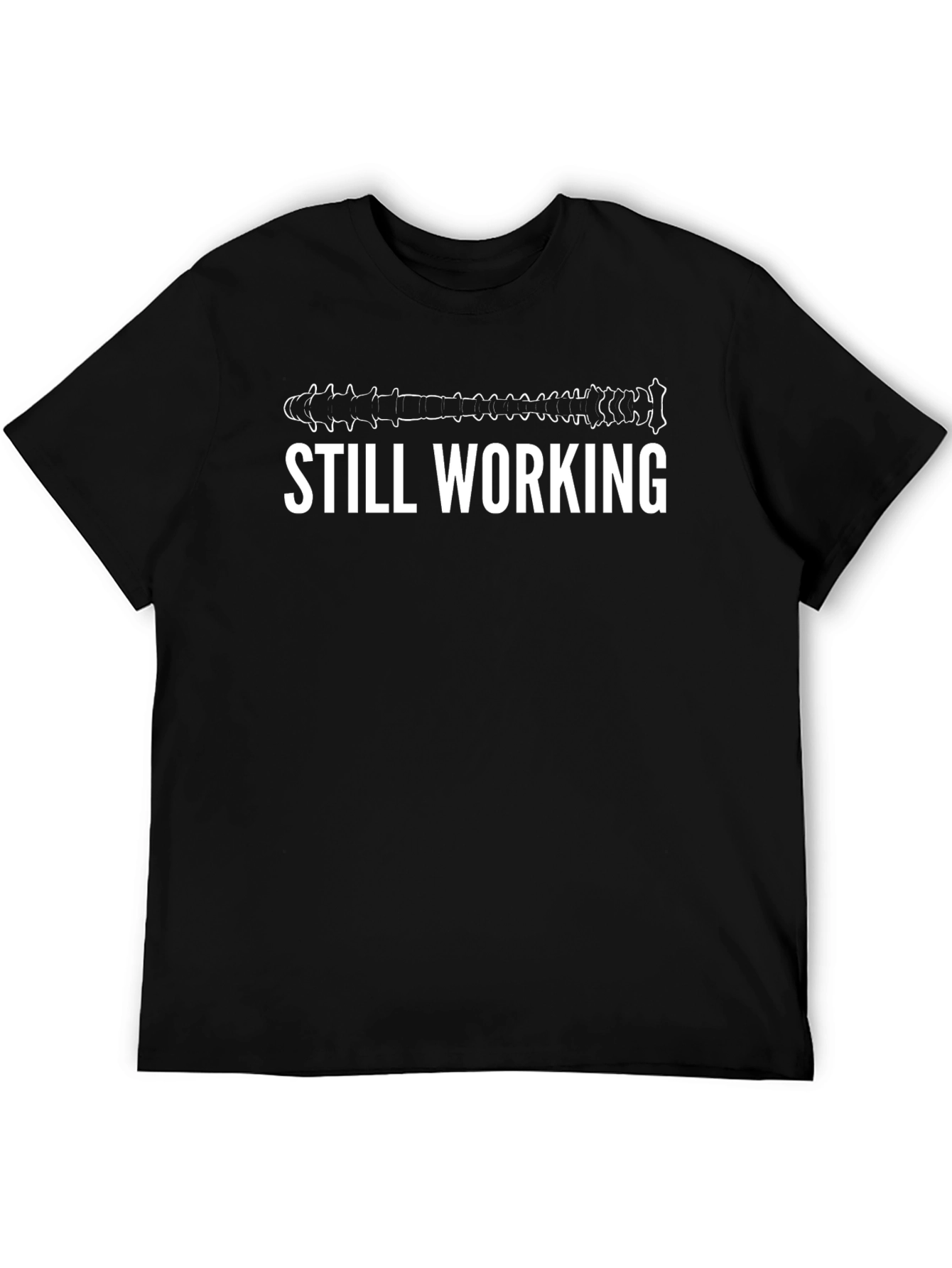 Still Working Spine Graphic Tee - Black Cotton Blend