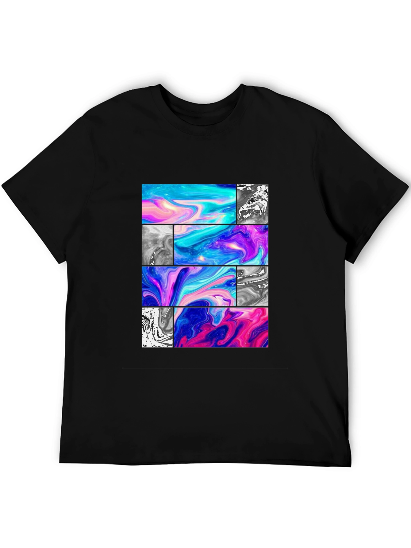 Abstract Graphic Tee - Black Casual T-Shirt