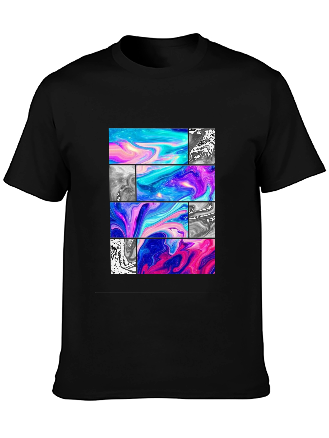 Abstract Graphic Tee - Black Casual T-Shirt