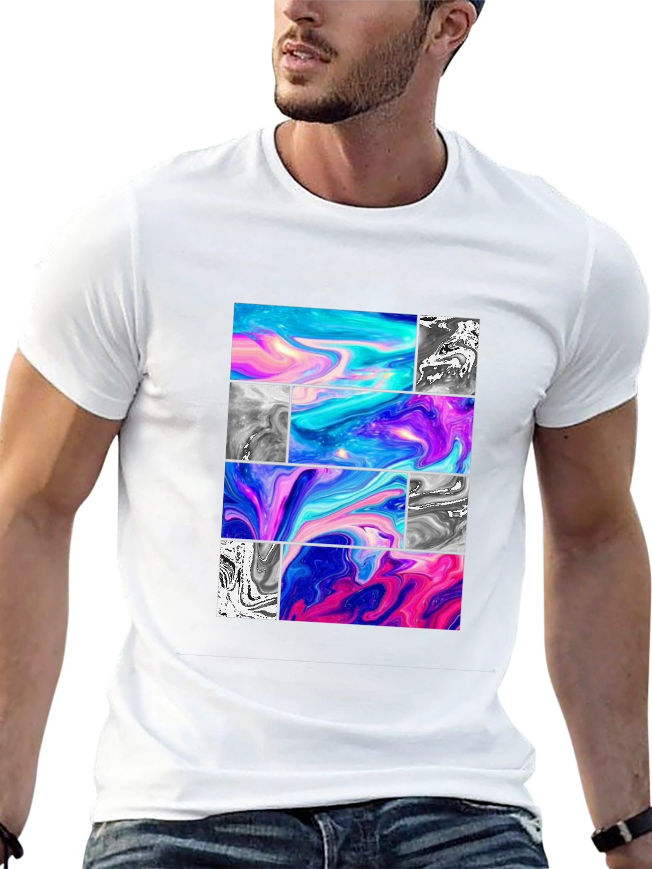 Abstract Graphic Tee - Black Casual T-Shirt