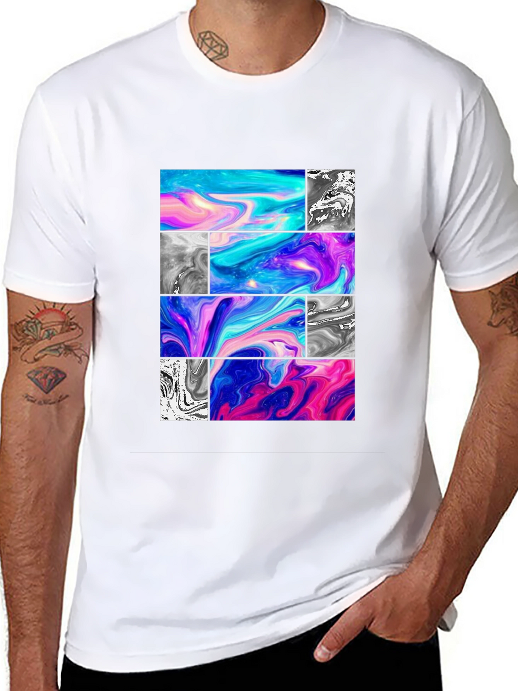 Abstract Graphic Tee - Black Casual T-Shirt