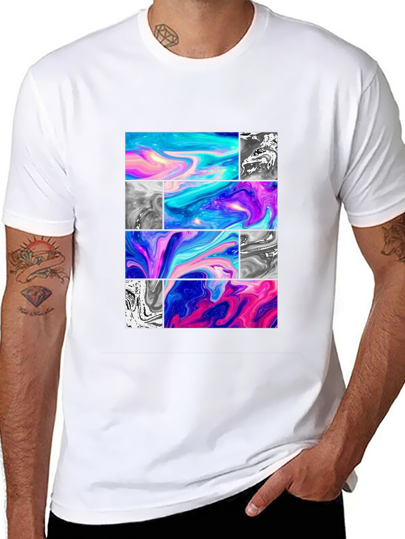 Abstract Graphic Tee - Black Casual T-Shirt