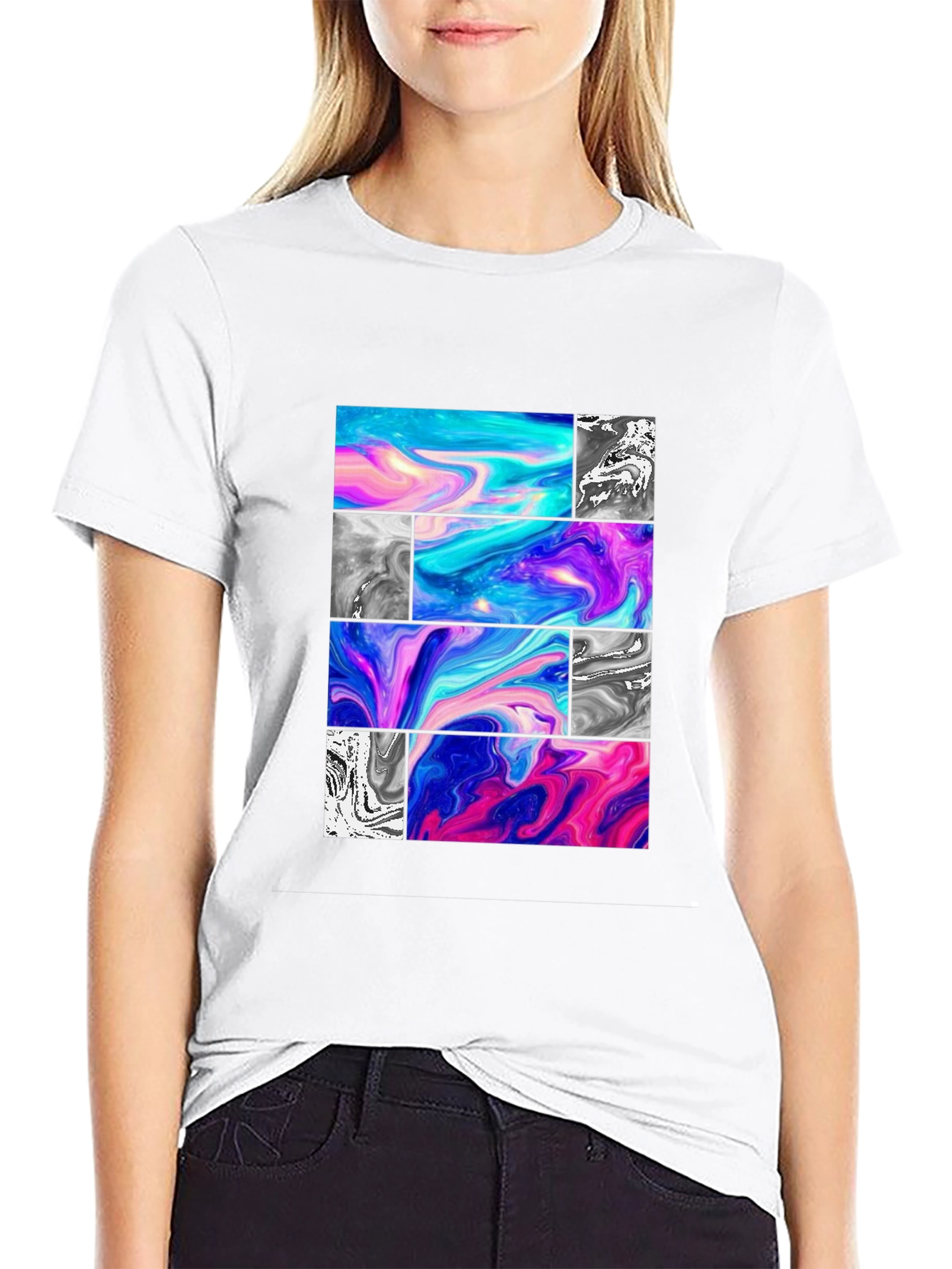 Abstract Graphic Tee - Black Casual T-Shirt